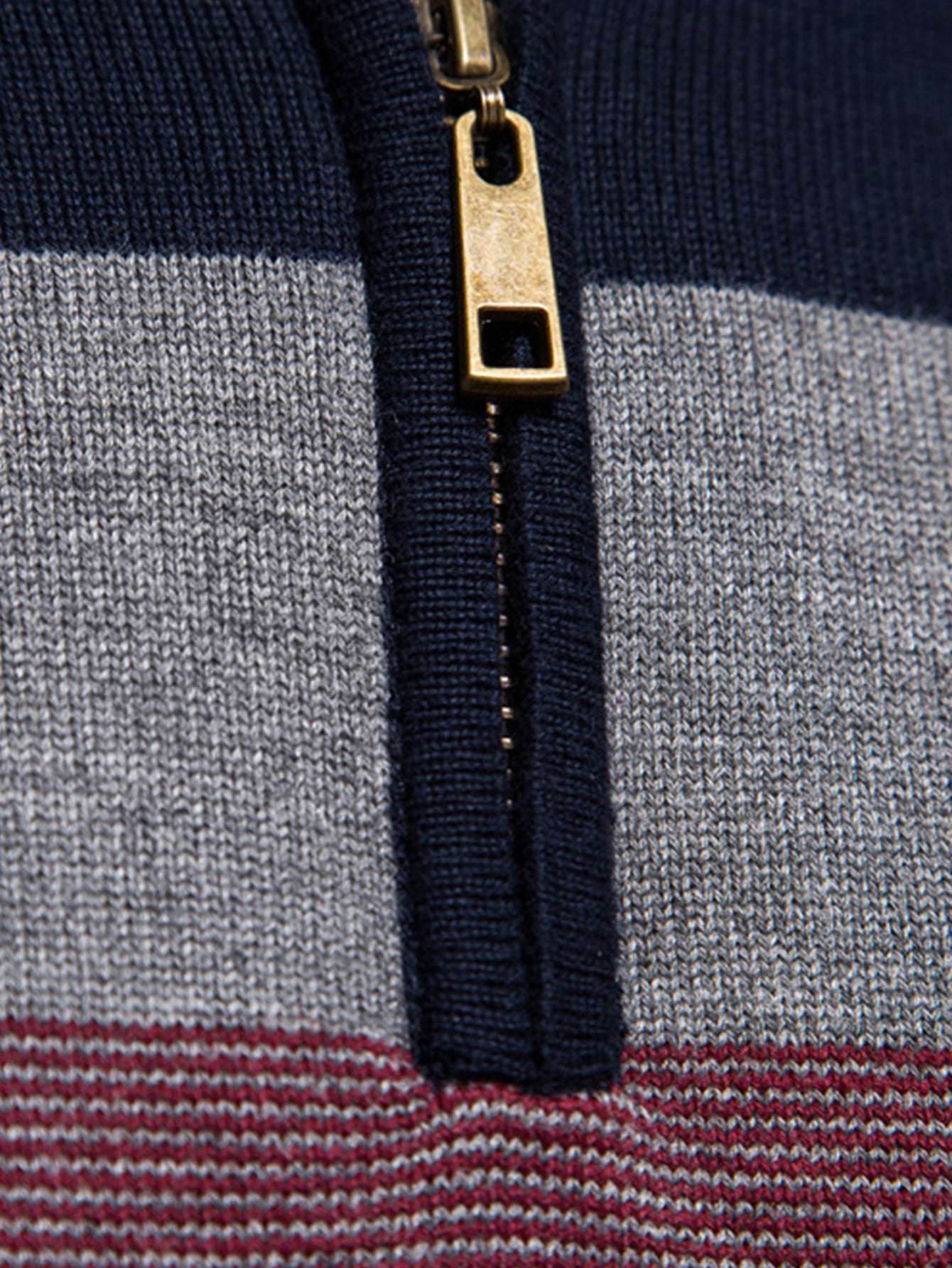 Contrast Stripe Quarter Zip Sweater