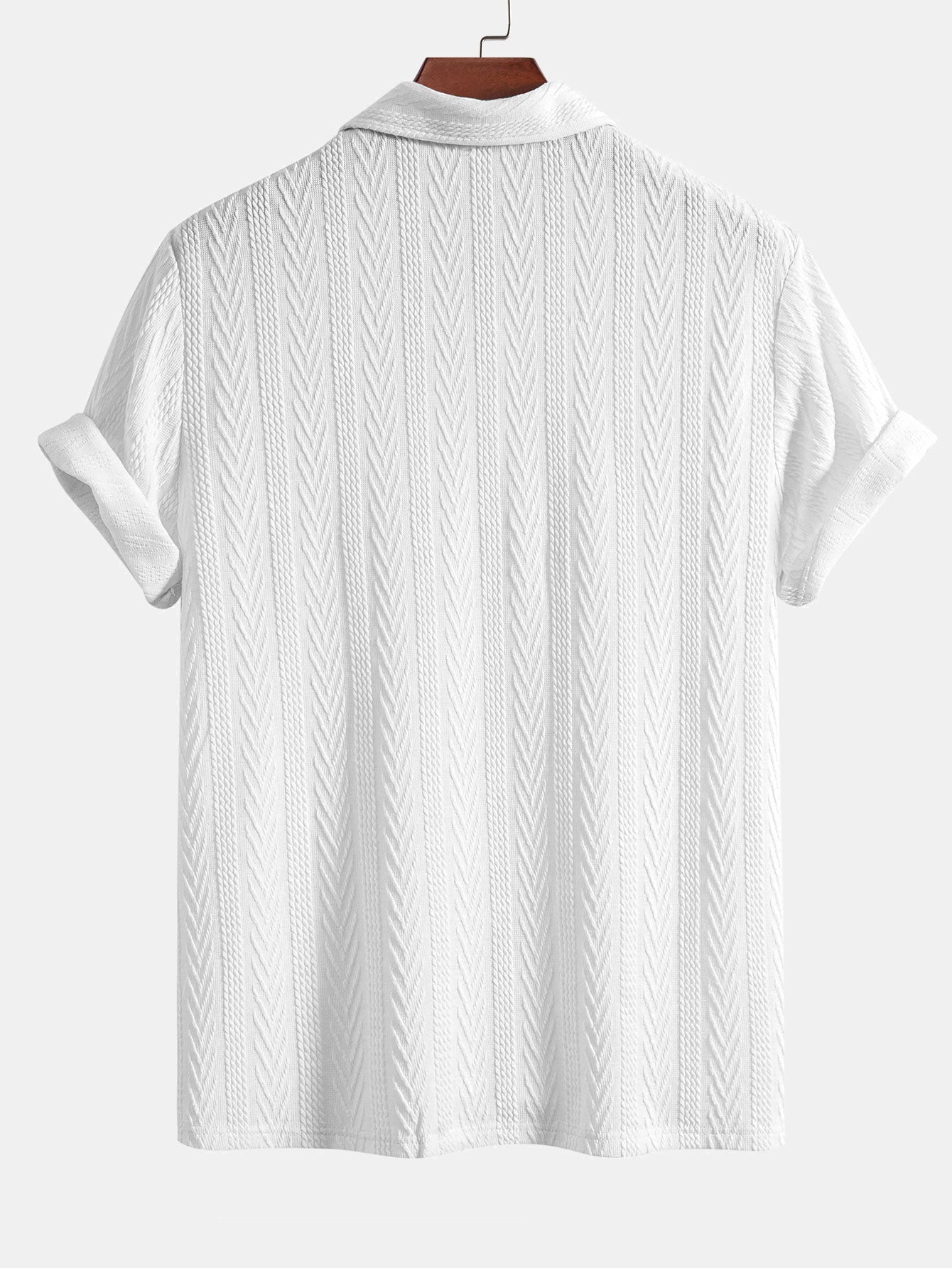 Short Sleeve Jacquard Polo & Straight Leg Ribbed Pants