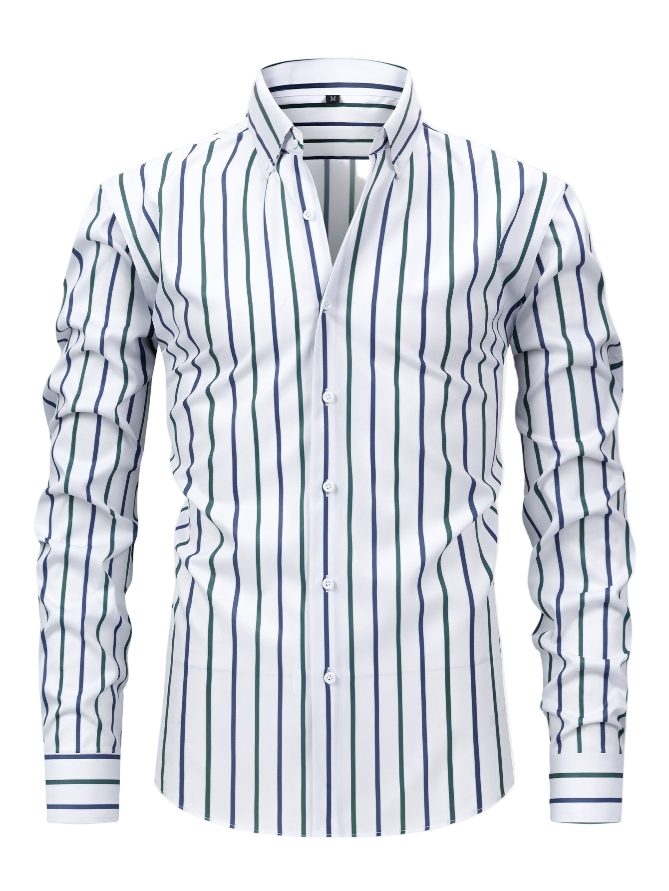 Long Sleeve Stripe Button Up Shirt & Slim Fit Tapered Trousers