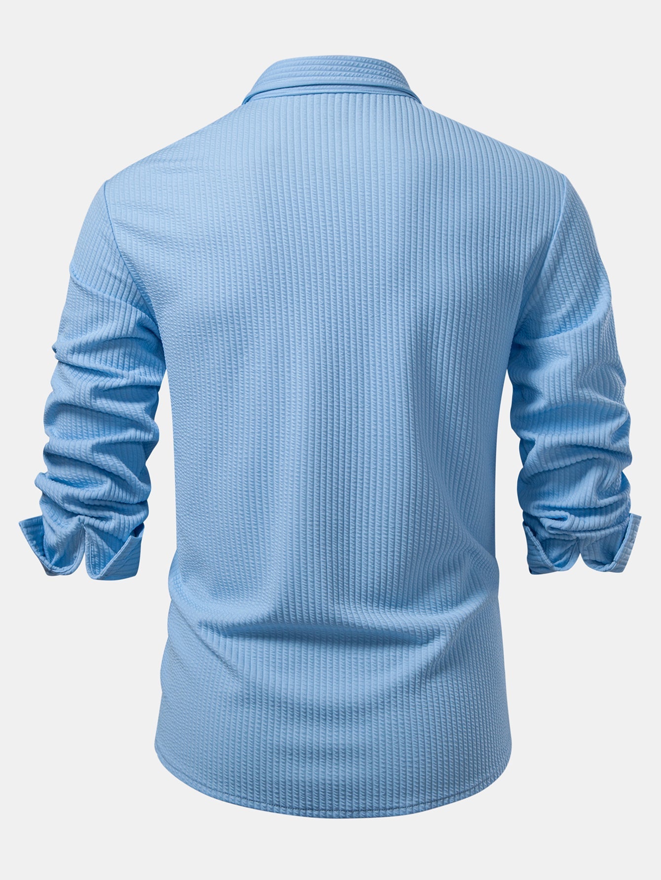 Long Sleeve Muscle Fit Ribbed Button Up Shirt & Straight Leg Ribbed Pants