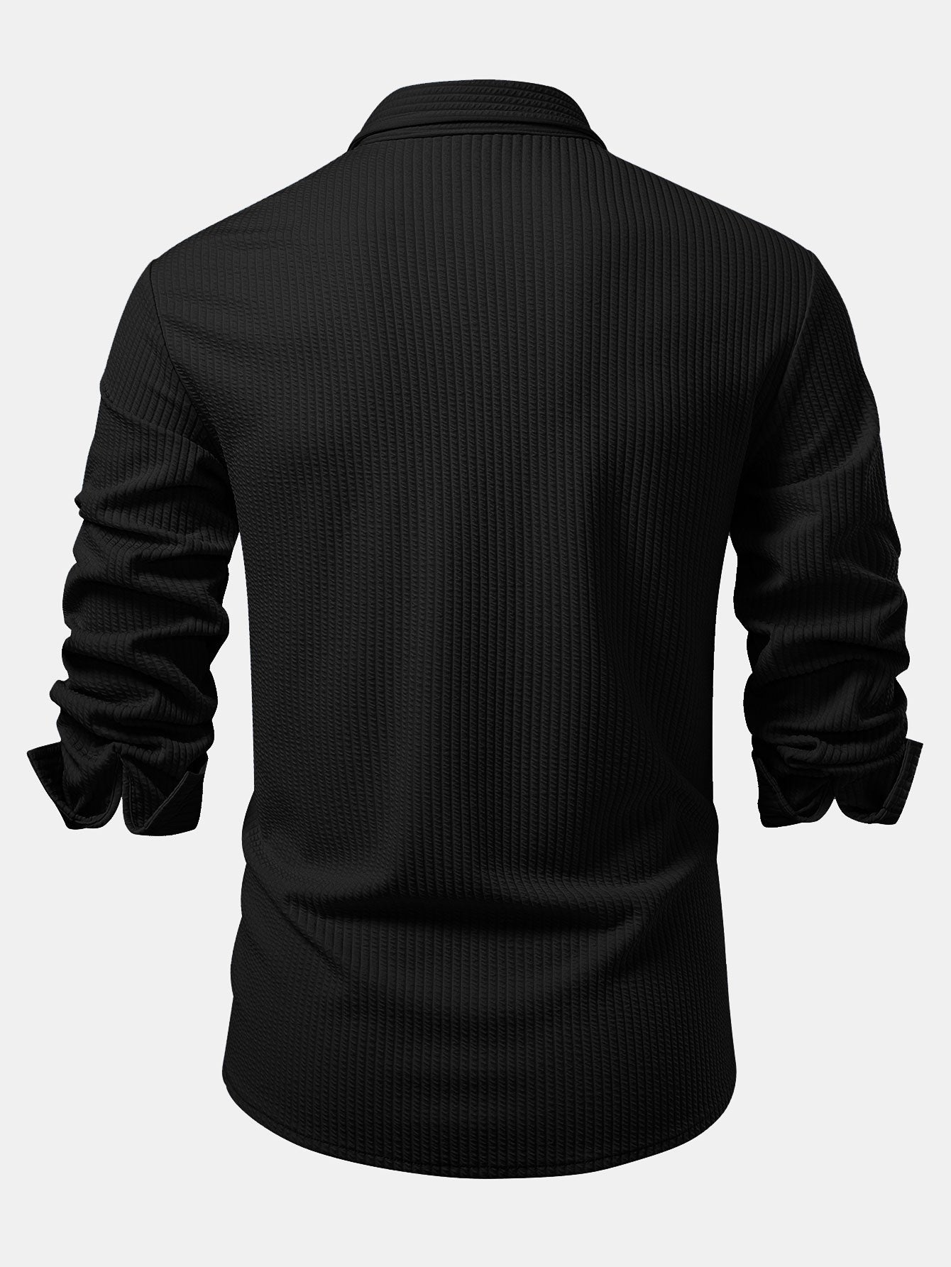 Long Sleeve Muscle Fit Ribbed Button Up Shirt & Straight Leg Ribbed Pants