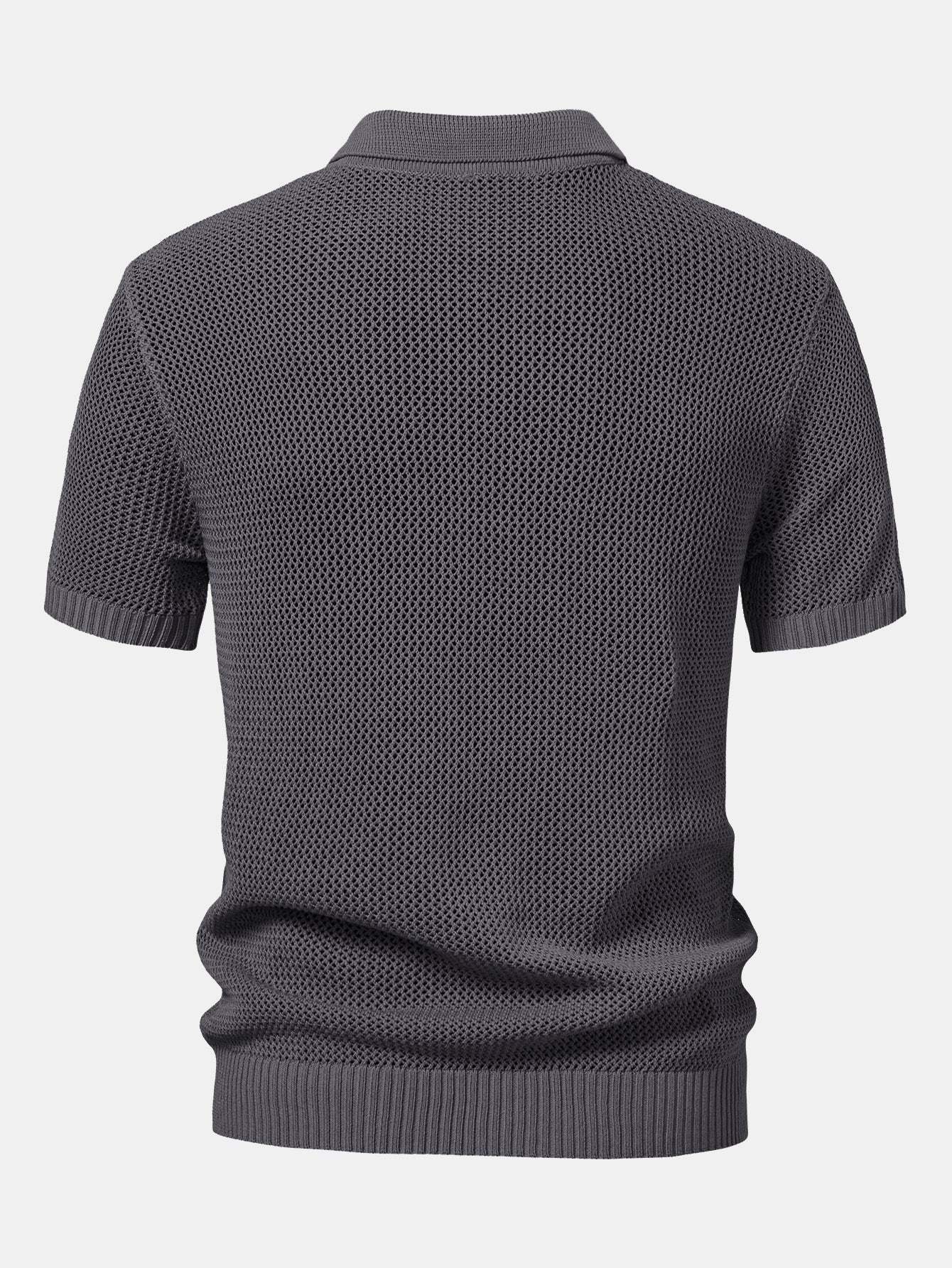 Eyelet Zip Up Knit Polo Shirt
