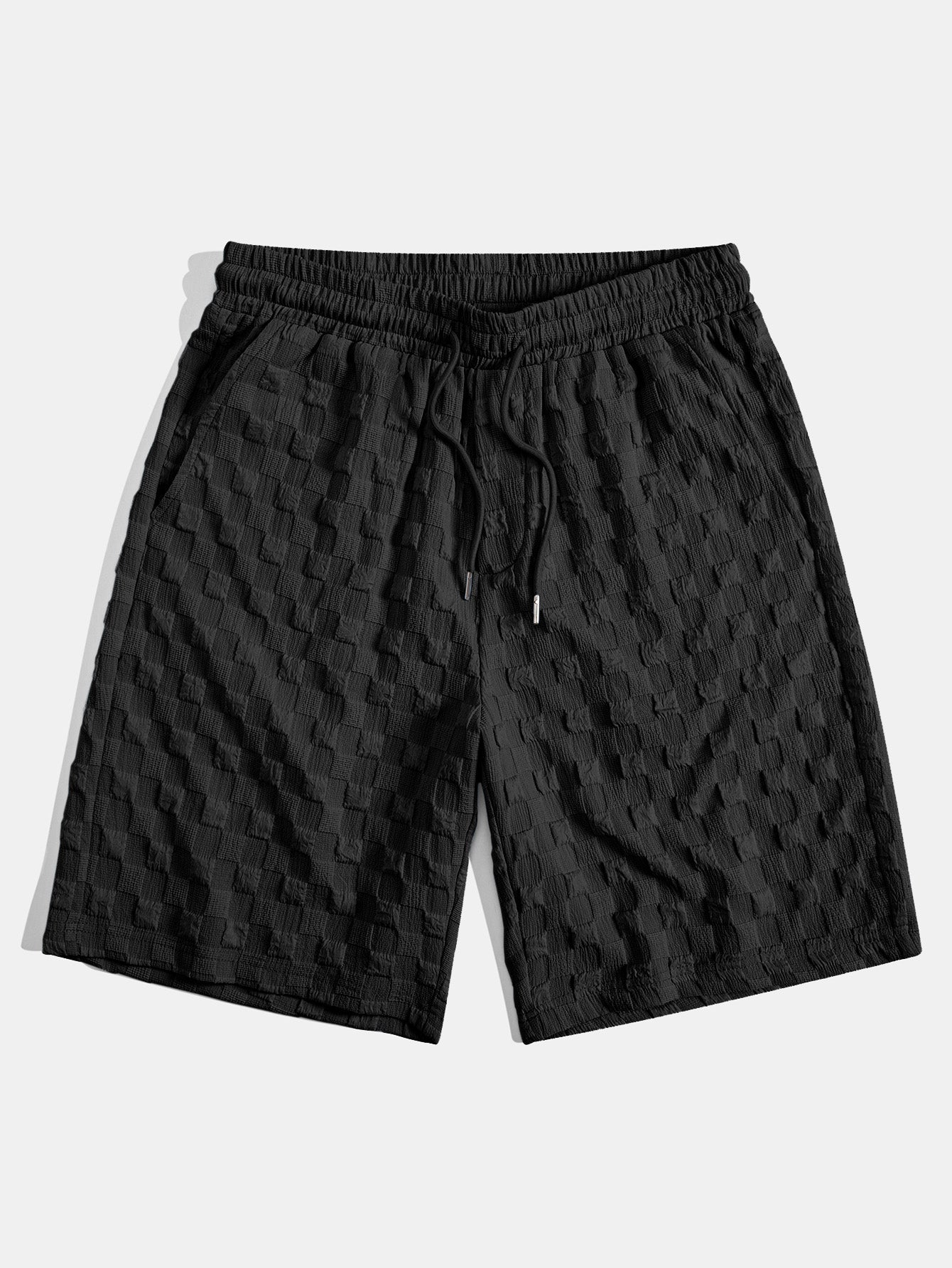 Checkerboard Jacquard Stand Collar Shirt & Checkerboard Jacquard Shorts