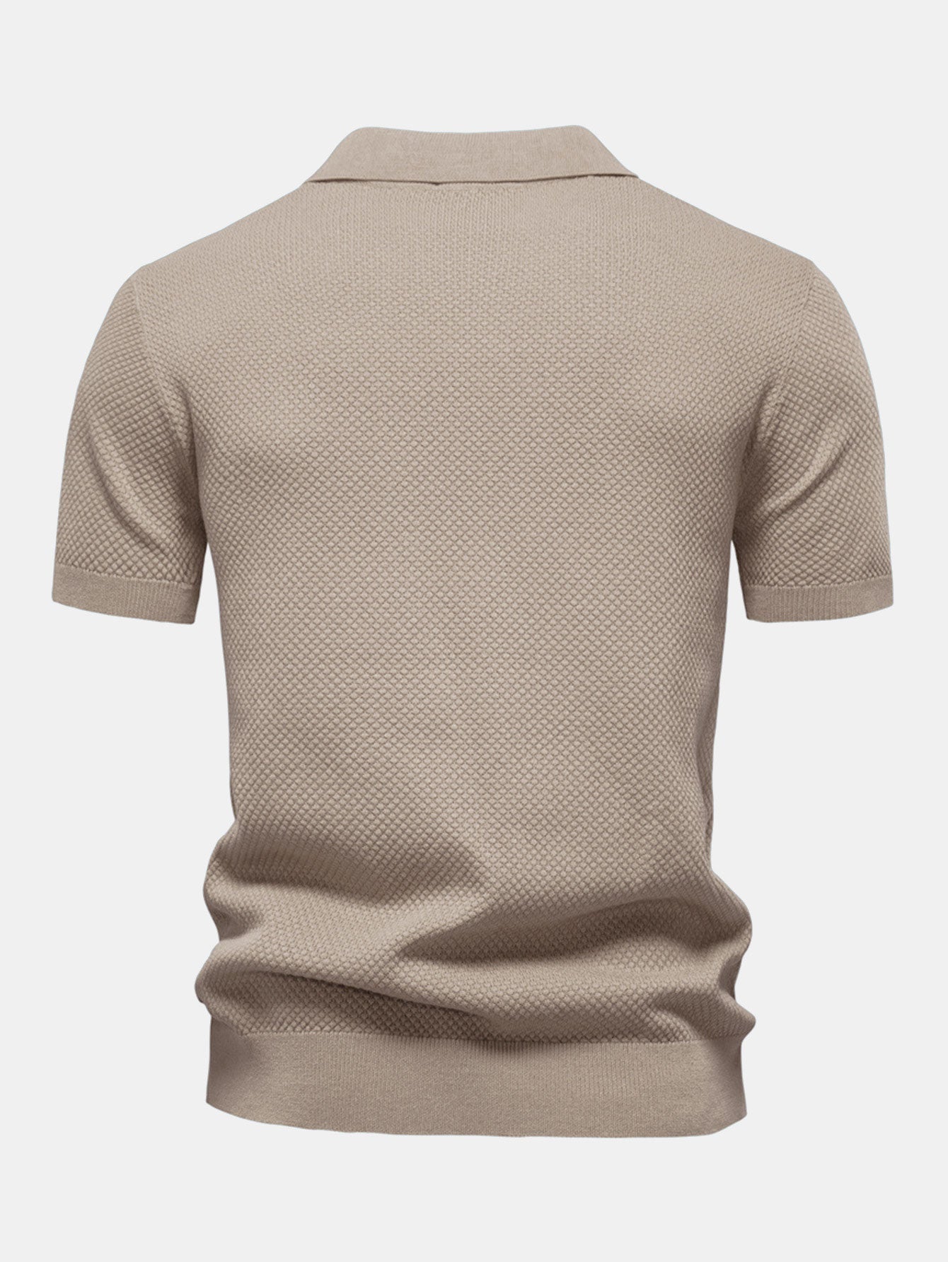 Pineapple Texture Knit V Neck Polo Shirt