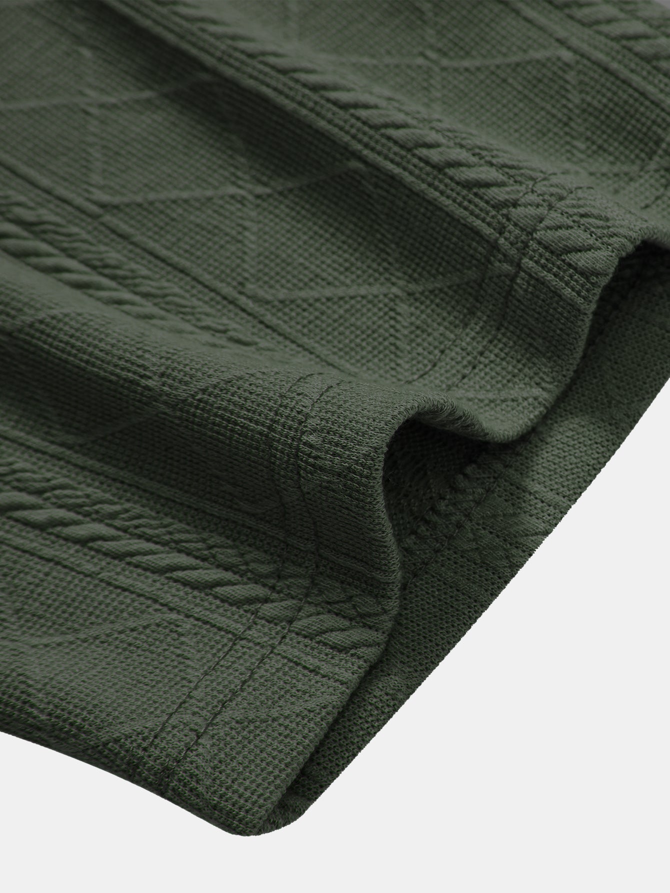 Rhombus Geometric Texture Knit Polo Shirt