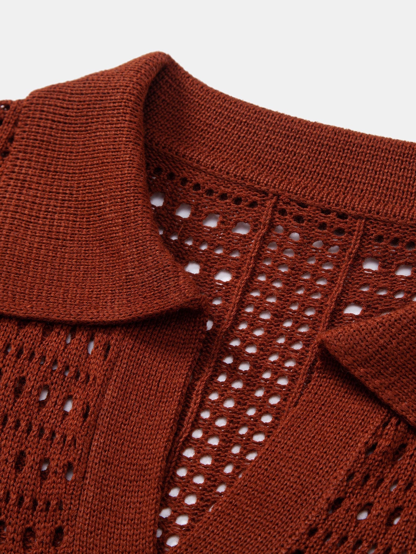 Crochet V Neck Polo Shirt