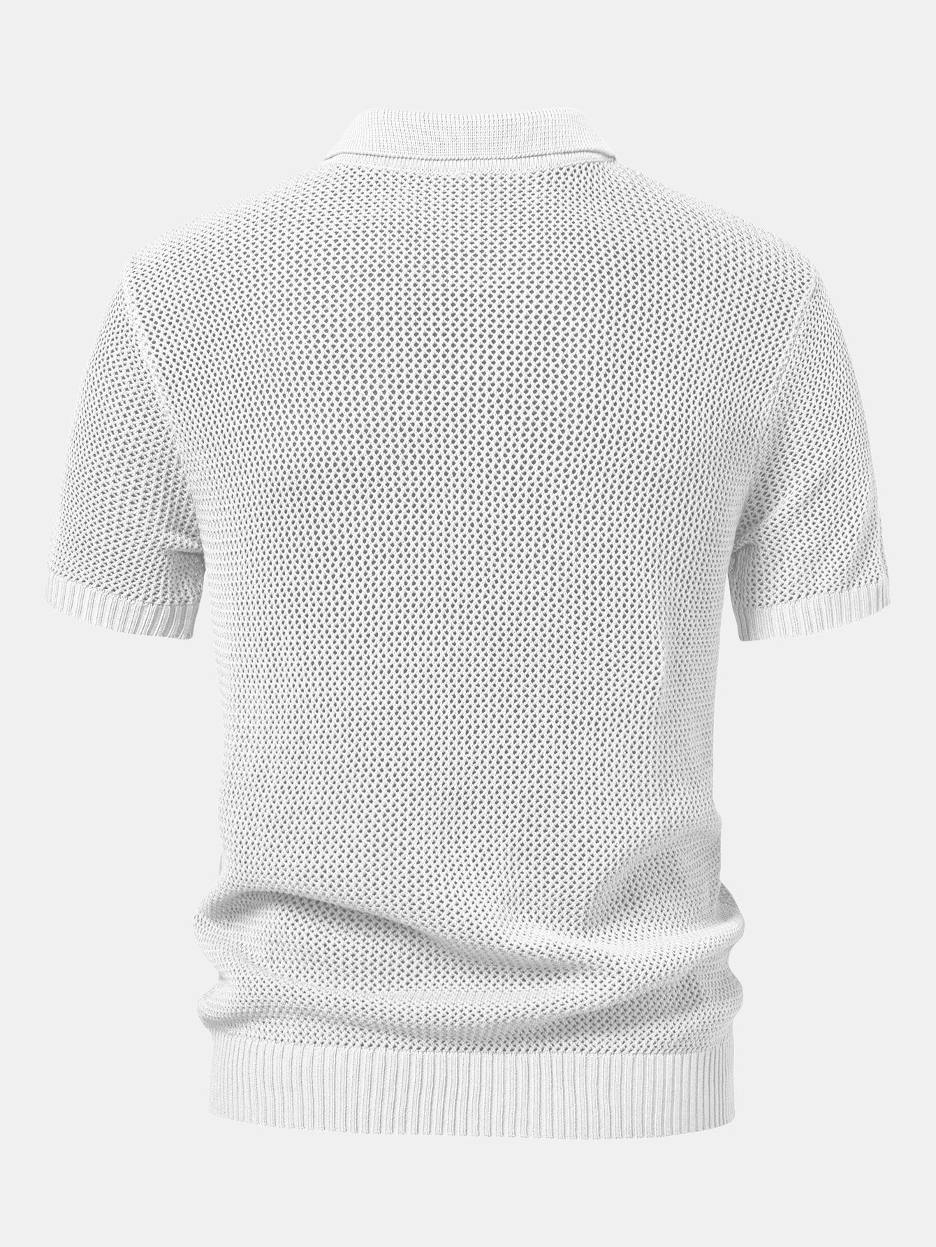 Eyelet Zip Up Knit Polo Shirt