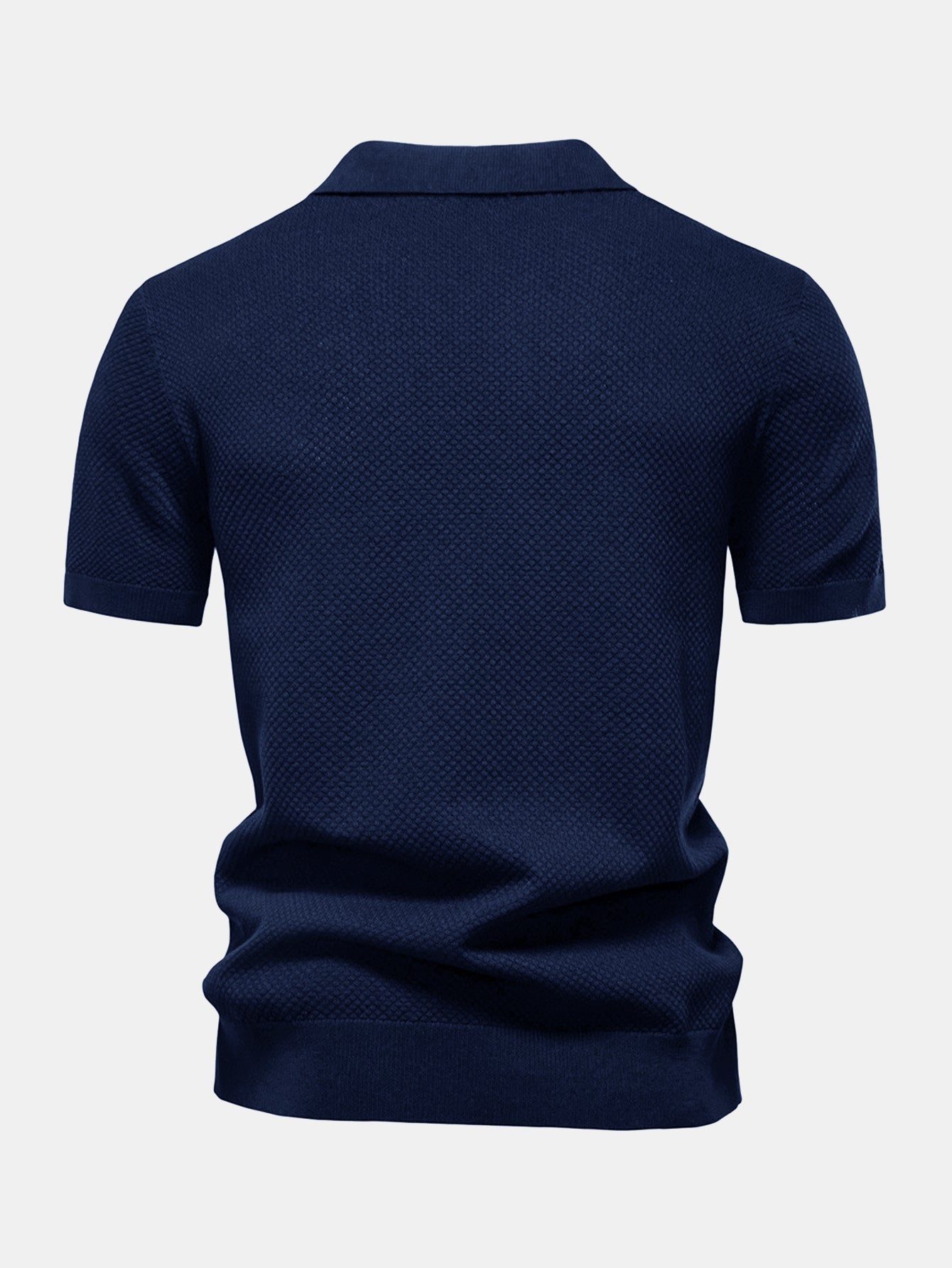 Pineapple Texture Knit V Neck Polo Shirt