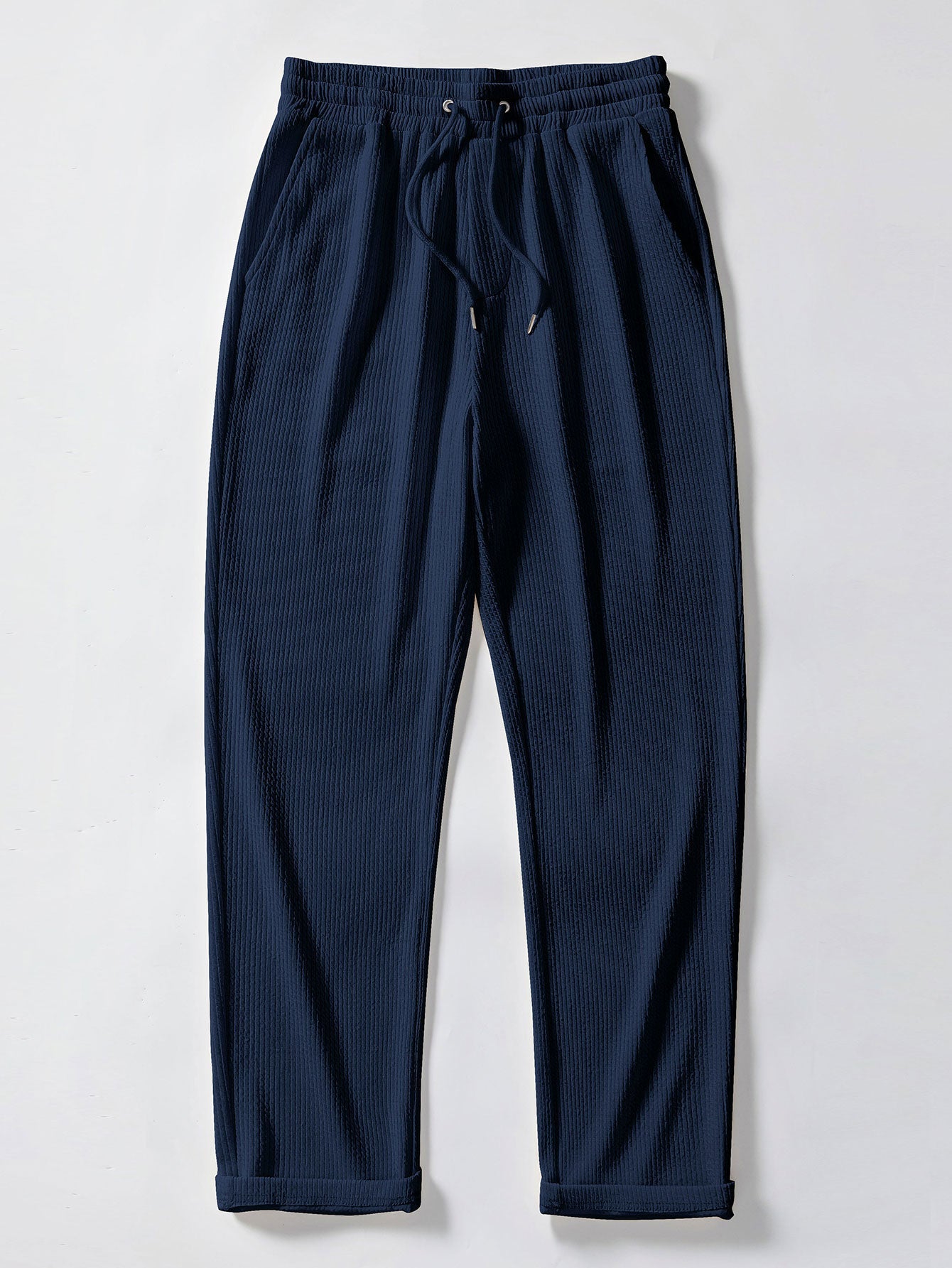 Long Sleeve Muscle Fit Ribbed Button Up Shirt & Straight Leg Ribbed Pants