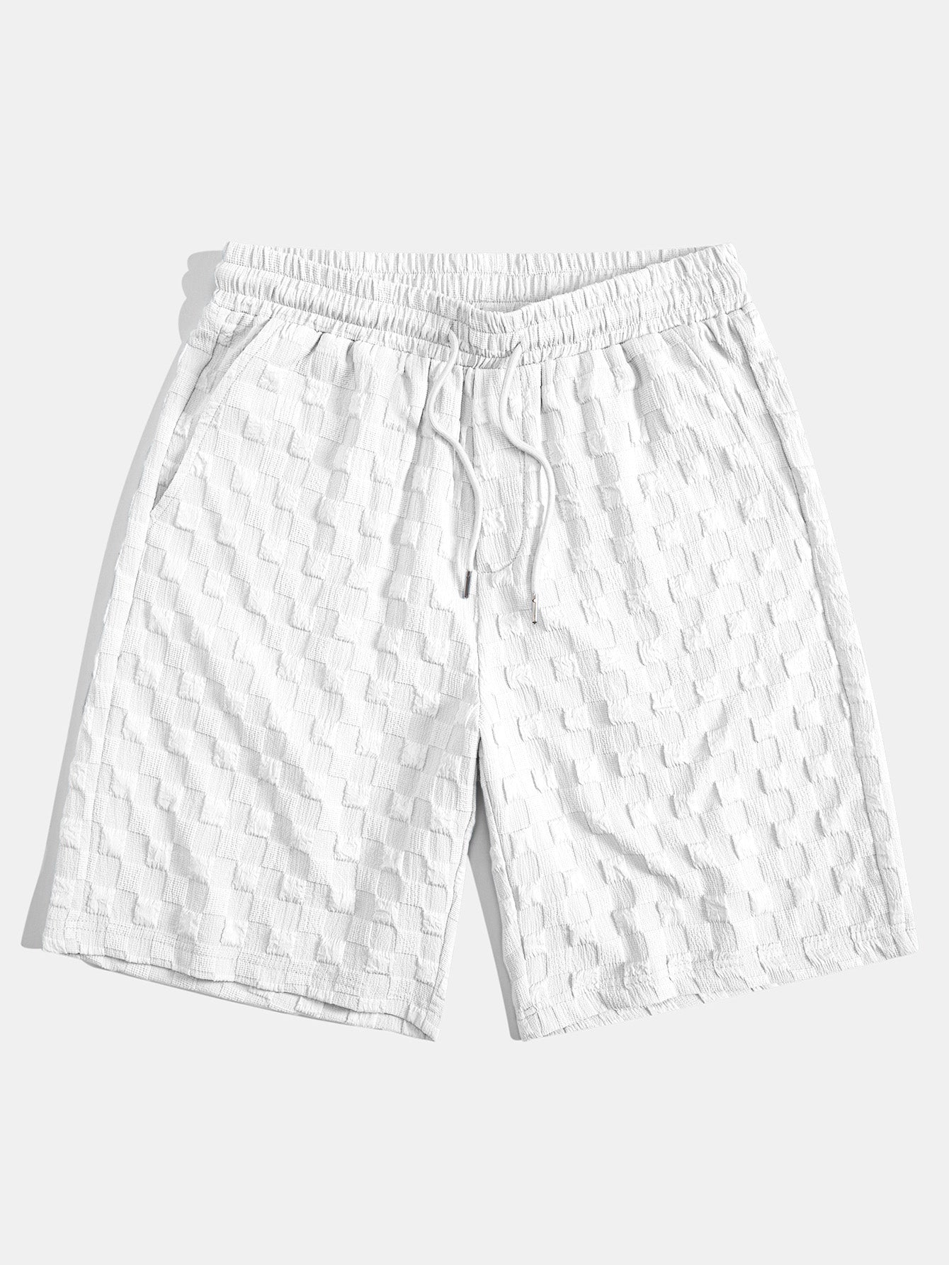 Checkerboard Jacquard Stand Collar Shirt & Checkerboard Jacquard Shorts