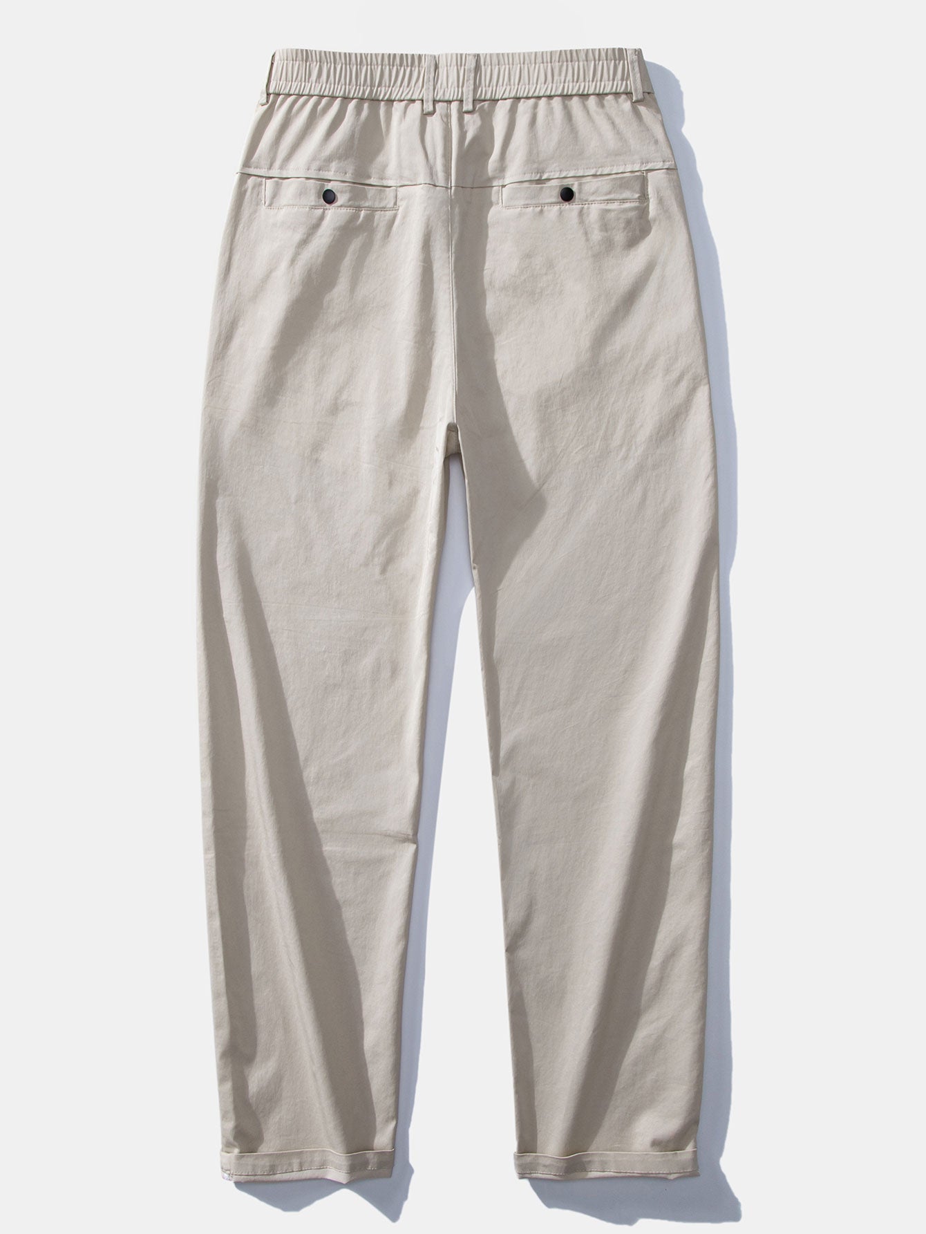 Long Sleeve Stripe Button Up Shirt & Elastic Waist Straight Leg Trousers