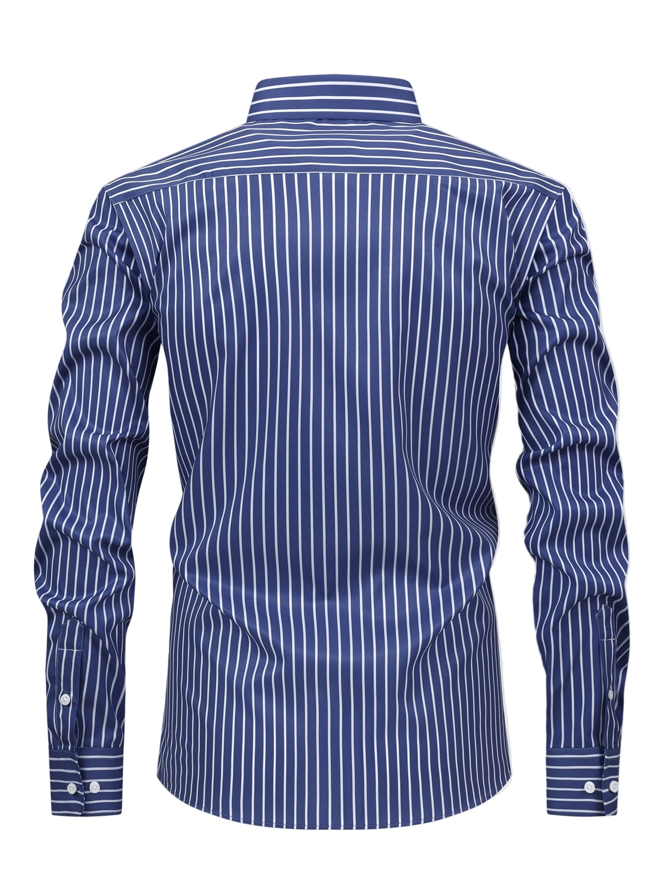 Long Sleeve Stripe Button Up Shirt & Elastic Waist Straight Leg Trousers
