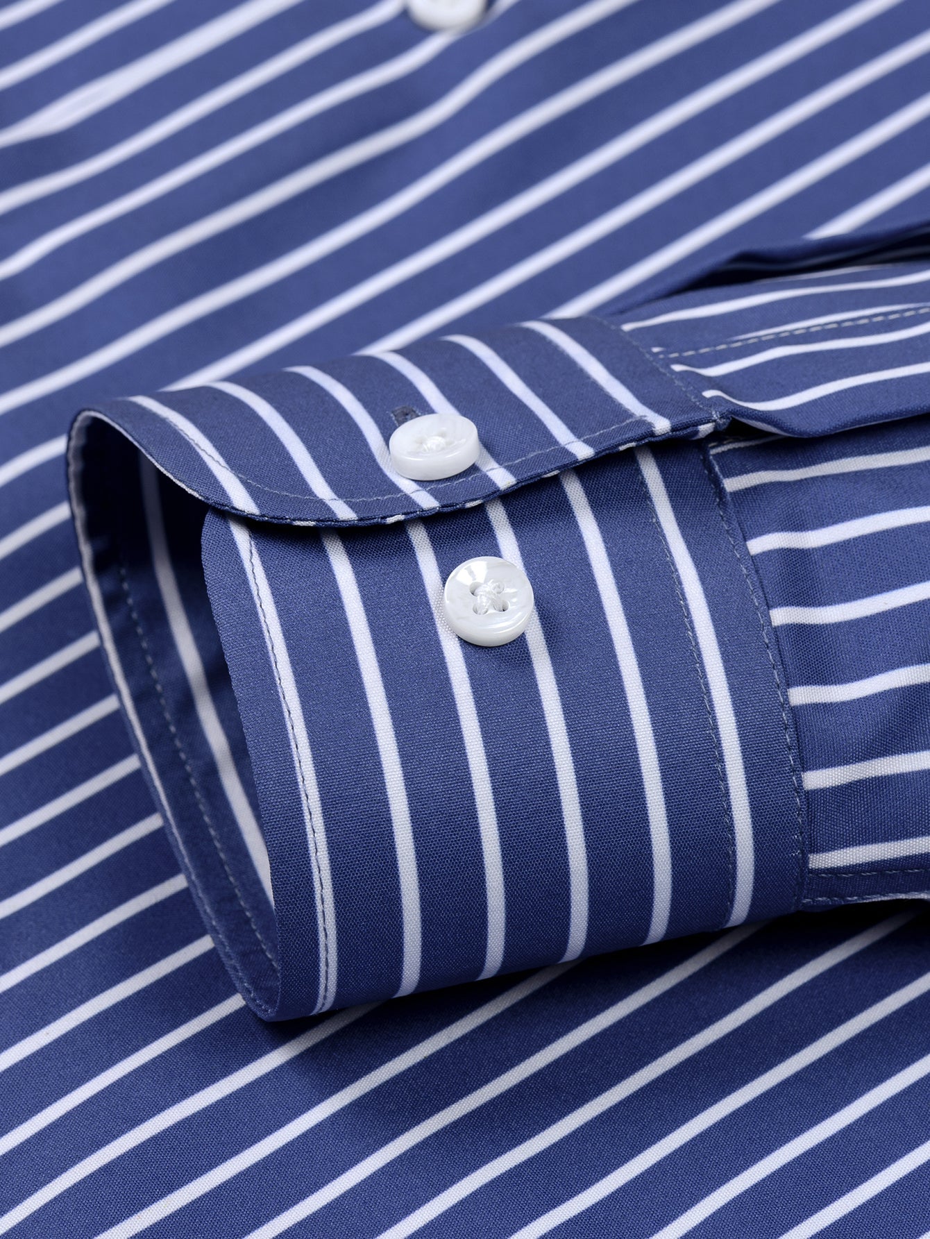 Long Sleeve Stripe Button Up Shirt & Elastic Waist Straight Leg Trousers
