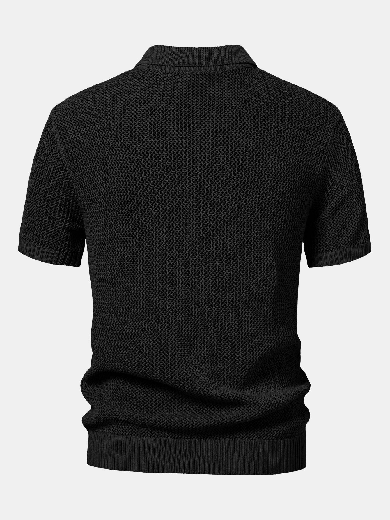 Eyelet Zip Up Knit Polo Shirt
