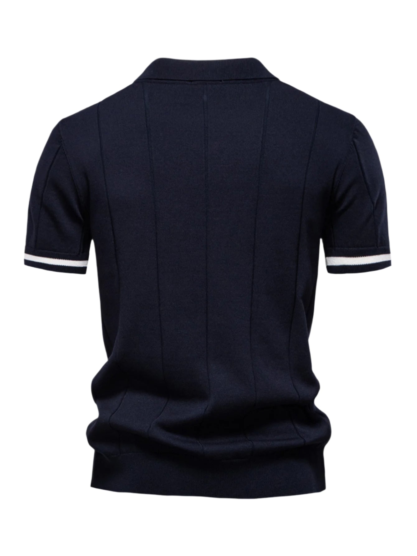 Contrast Trim Zipper Knit Polo Shirt & Slim Fit Tapered Trousers
