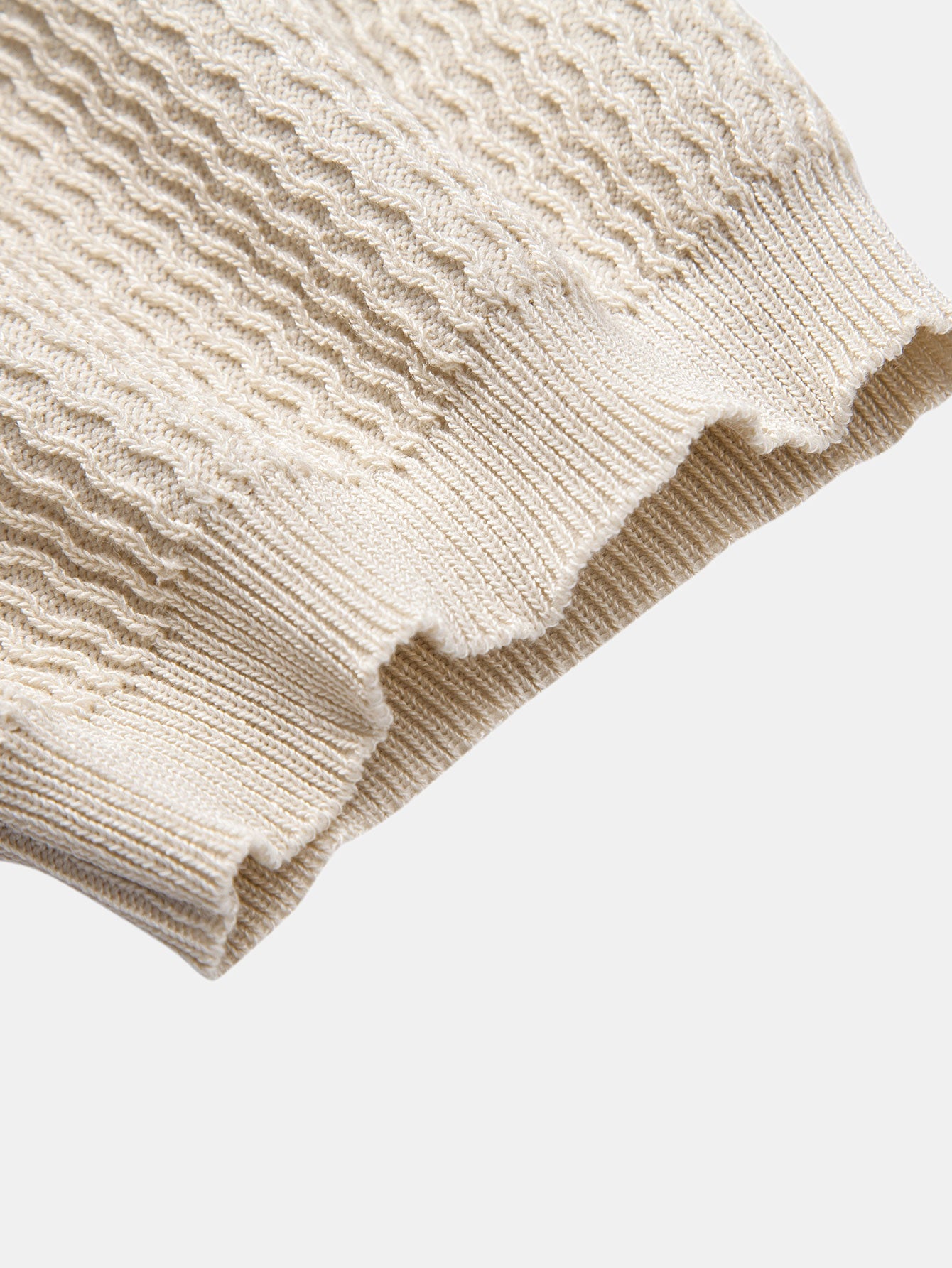 Wave Jacquard Knit V Neck Polo Shirt
