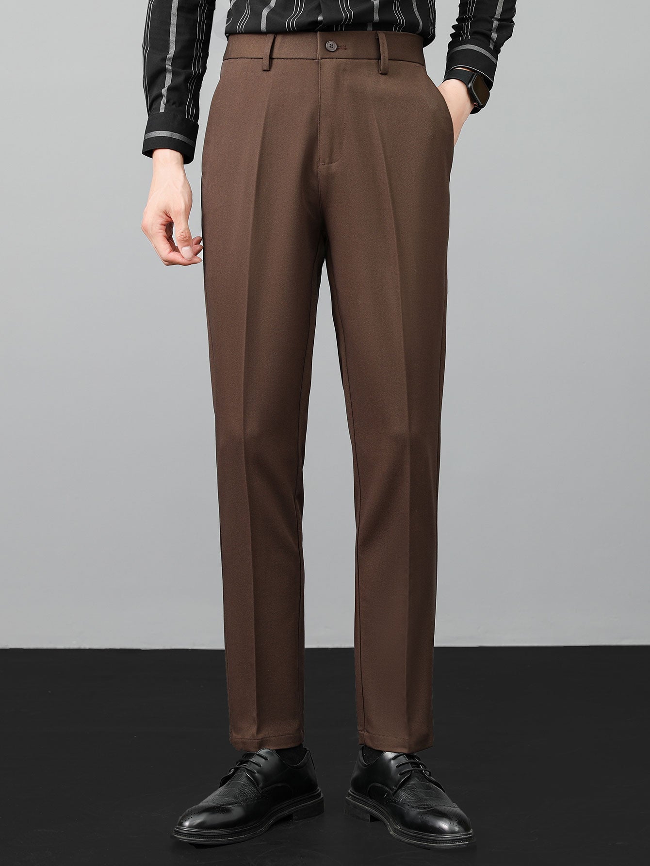 Twist Jacquard Knitted Zipper Polo Shirt & Slim Fit Tapered Trousers