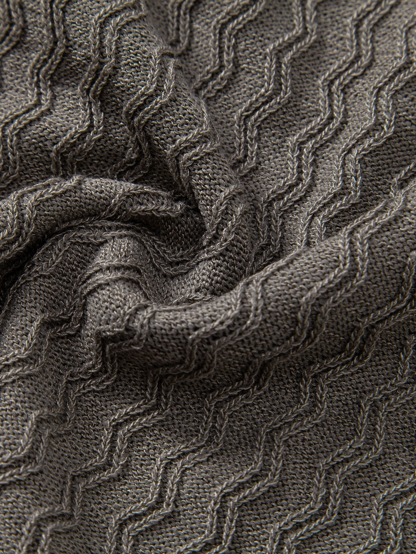 Wave Jacquard Zip Up Knitted Polo Shirt
