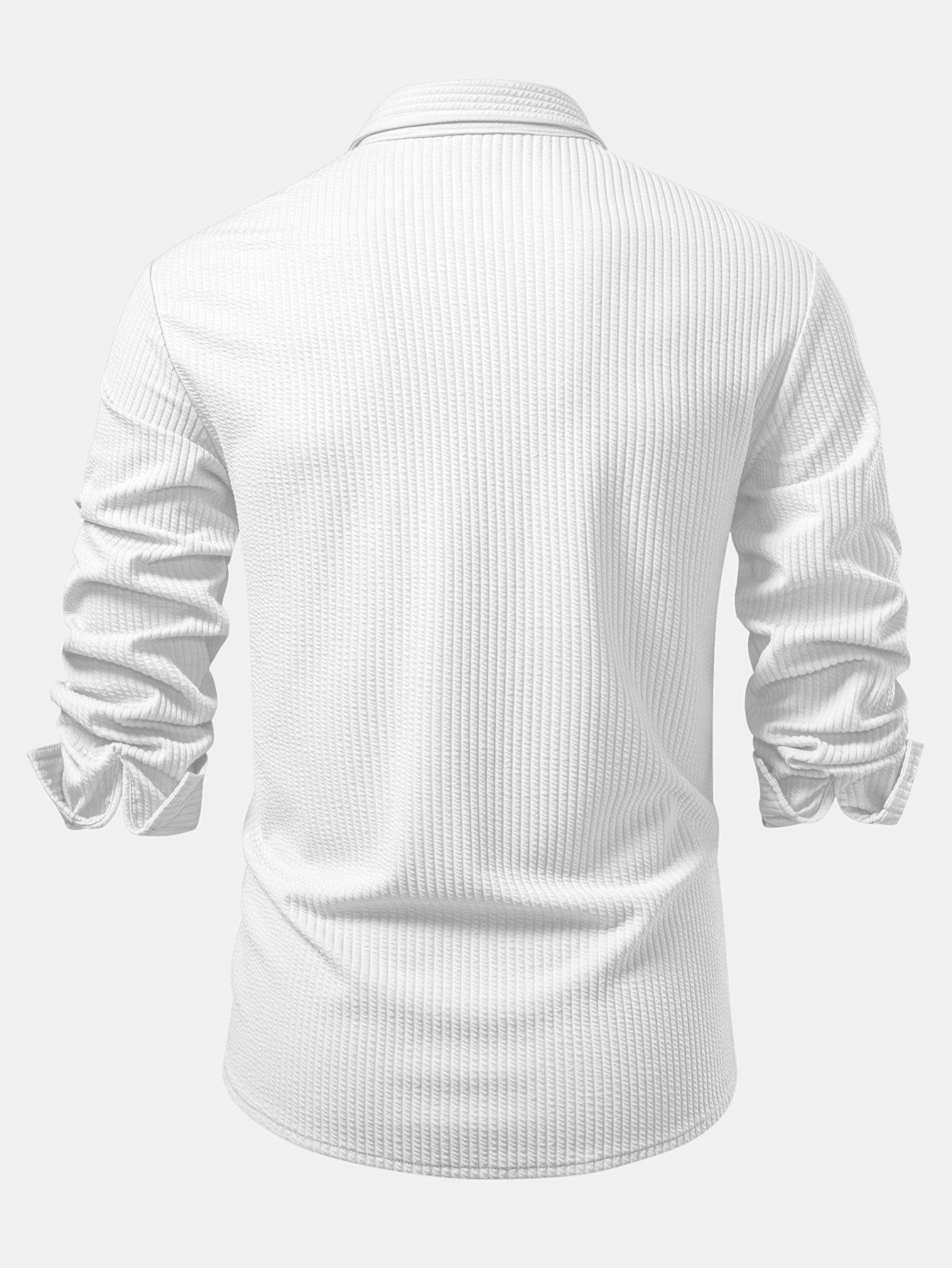 Long Sleeve Muscle Fit Ribbed Button Up Shirt & Straight Leg Ribbed Pants