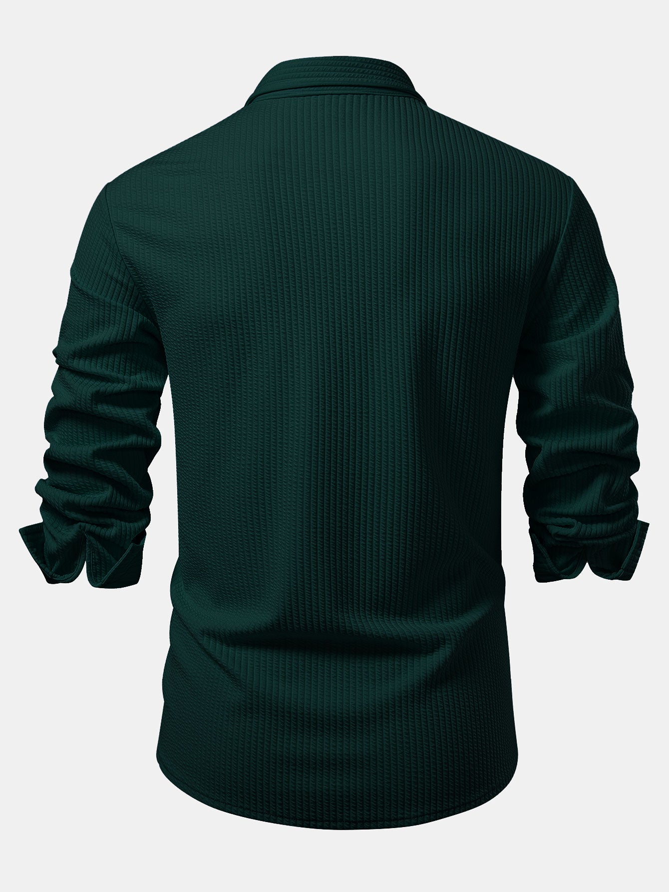 Long Sleeve Muscle Fit Ribbed Button Up Shirt & Straight Leg Ribbed Pants