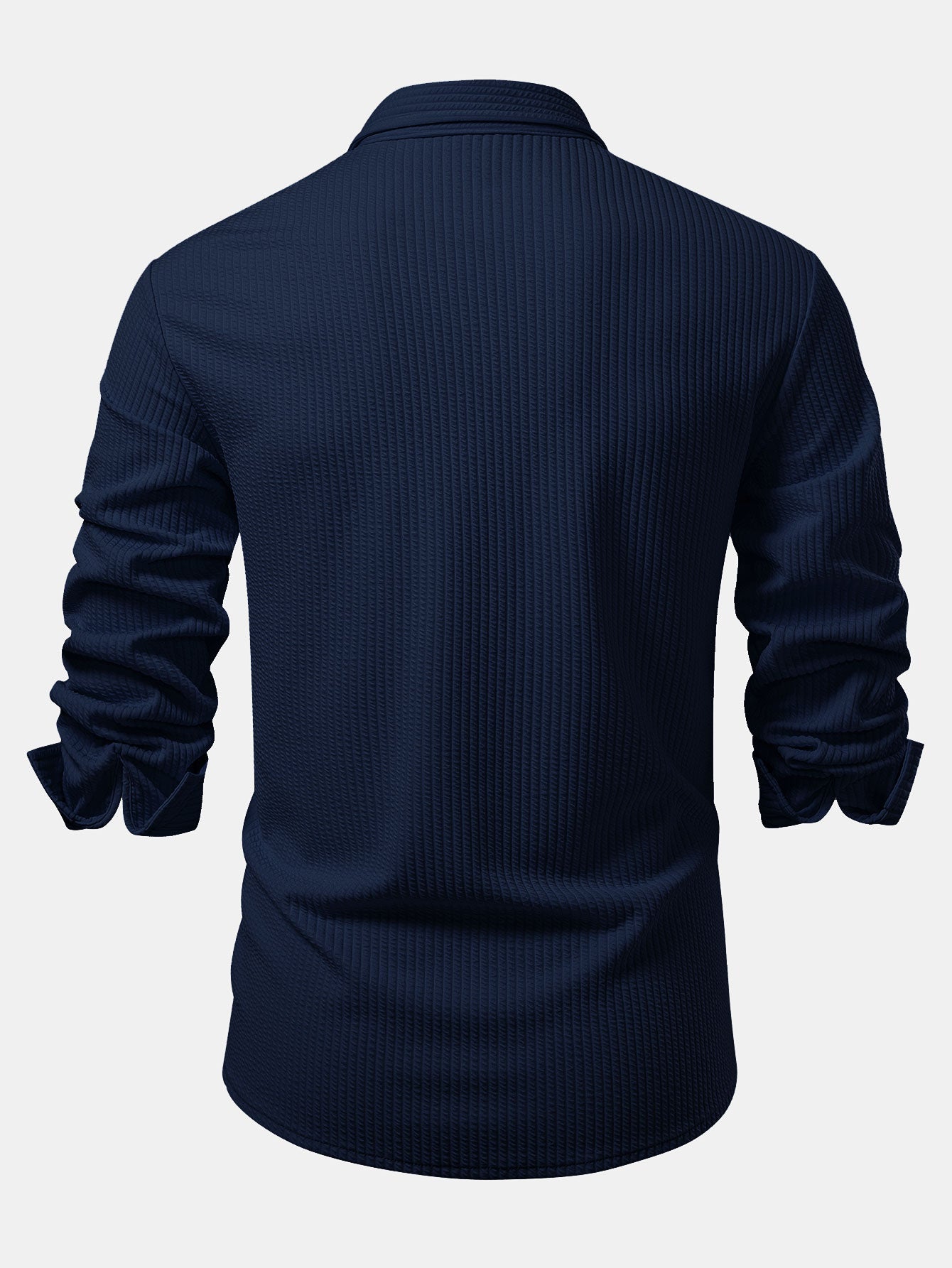 Long Sleeve Muscle Fit Ribbed Button Up Shirt & Straight Leg Ribbed Pants