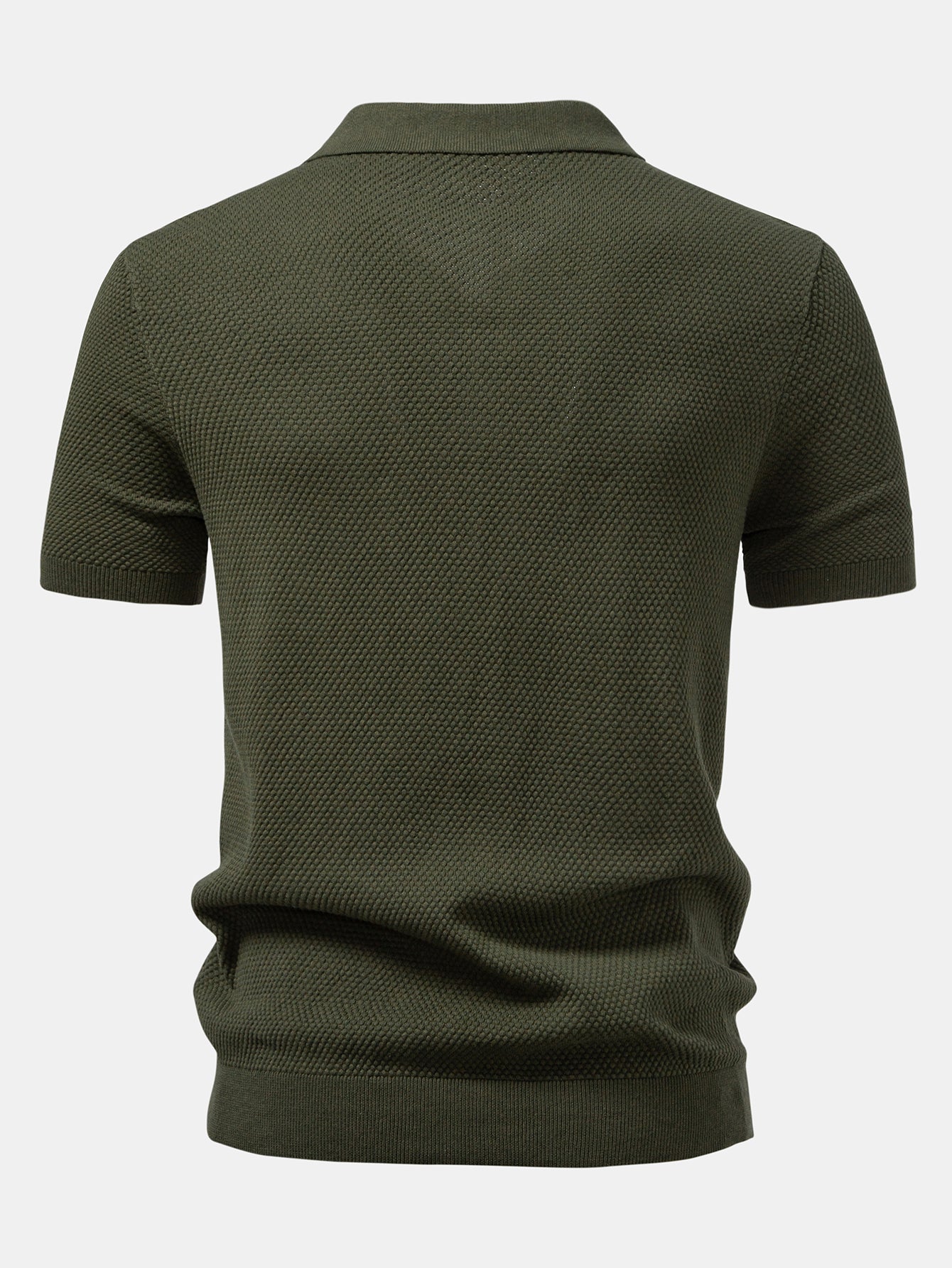 Pineapple Texture Knitted Polo Shirt