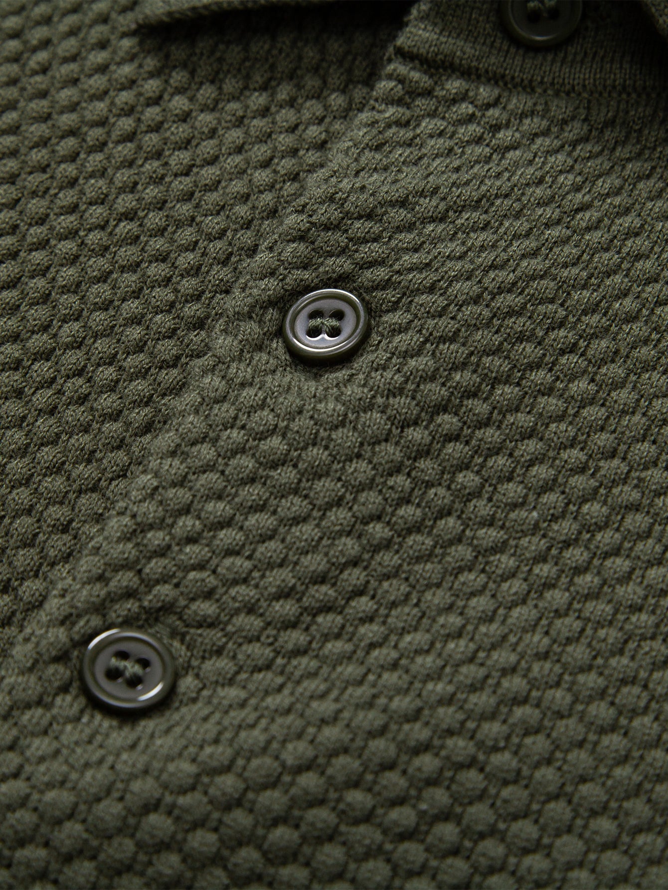Pineapple Texture Knitted Polo Shirt