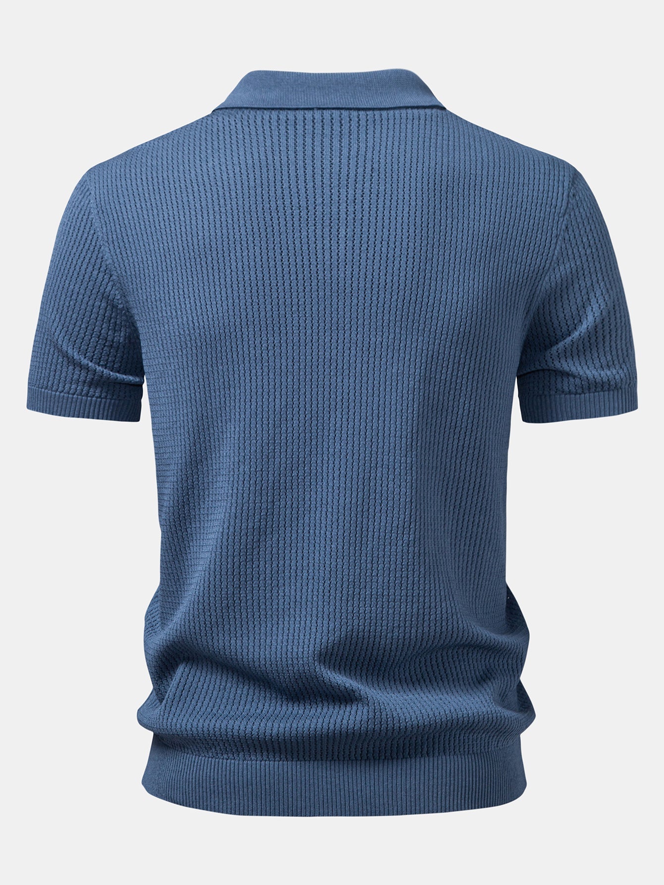 Textured Crochet Knitted Polo Shirt