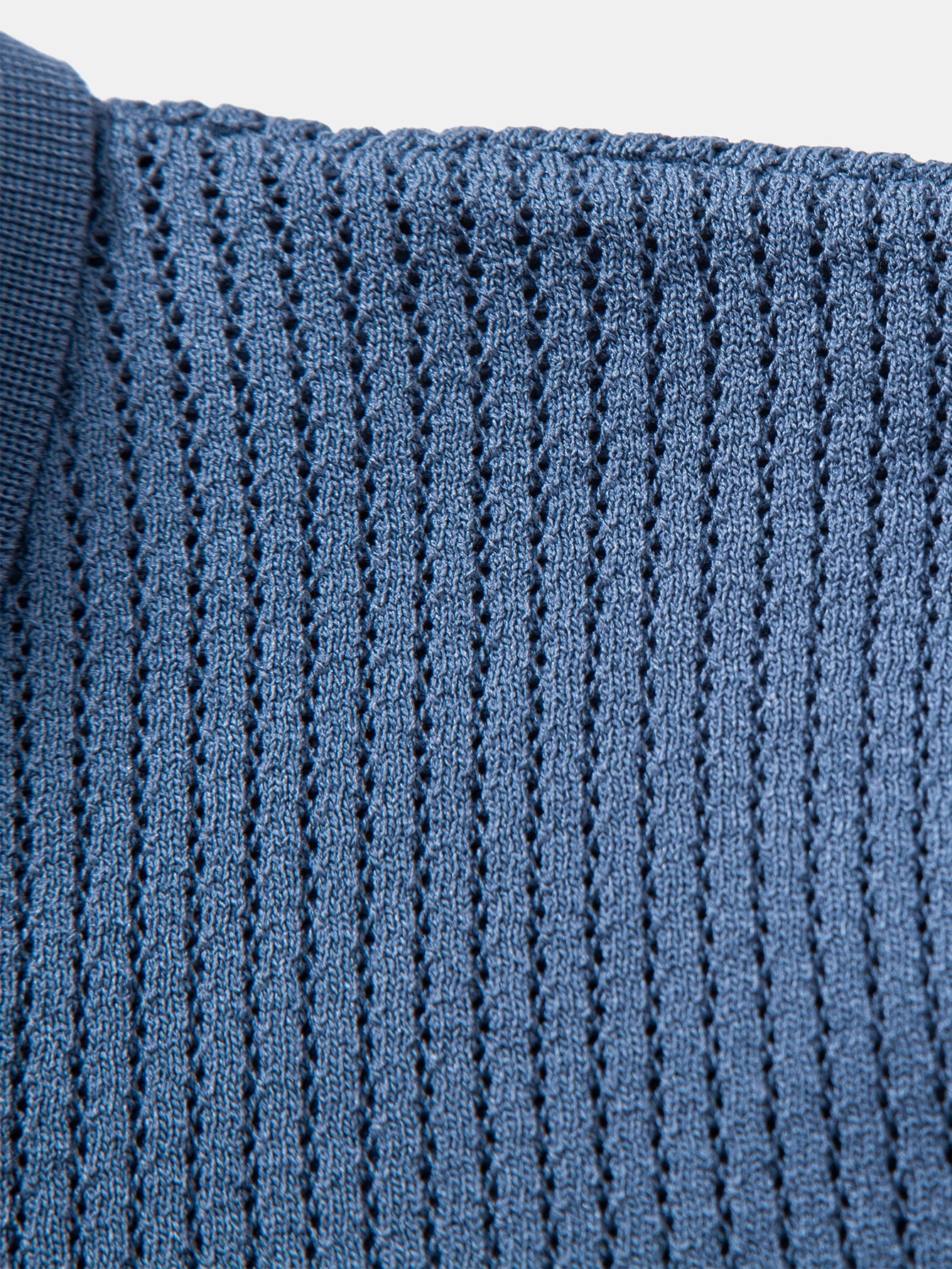 Textured Crochet Knitted Polo Shirt