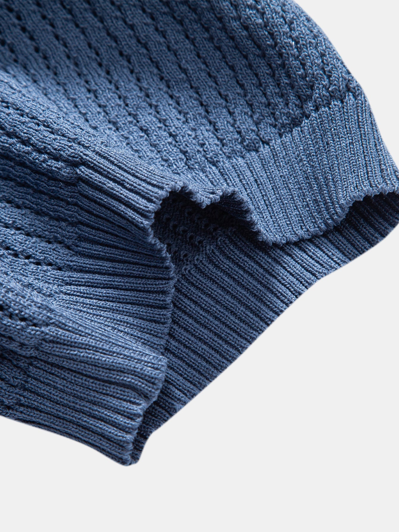 Textured Crochet Knitted Polo Shirt