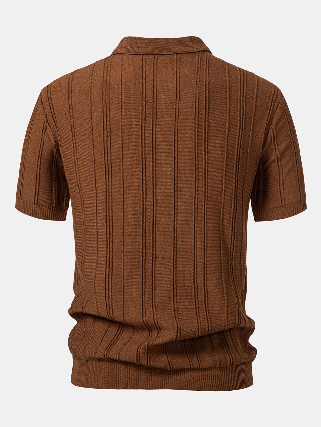 Stripe Jacquard Zipper Knit Polo Shirt