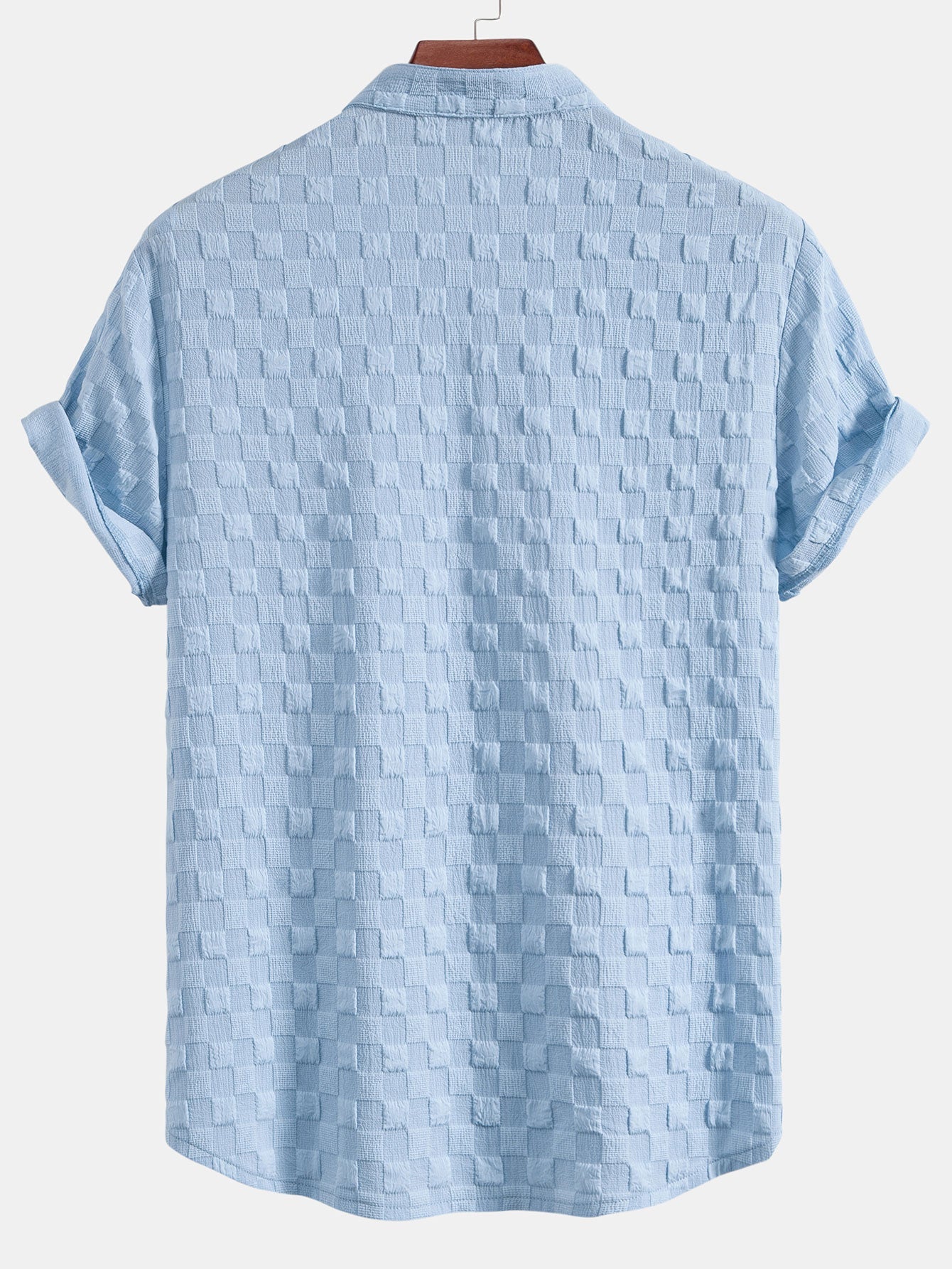 Checkerboard Jacquard Stand Collar Shirt & Checkerboard Jacquard Shorts