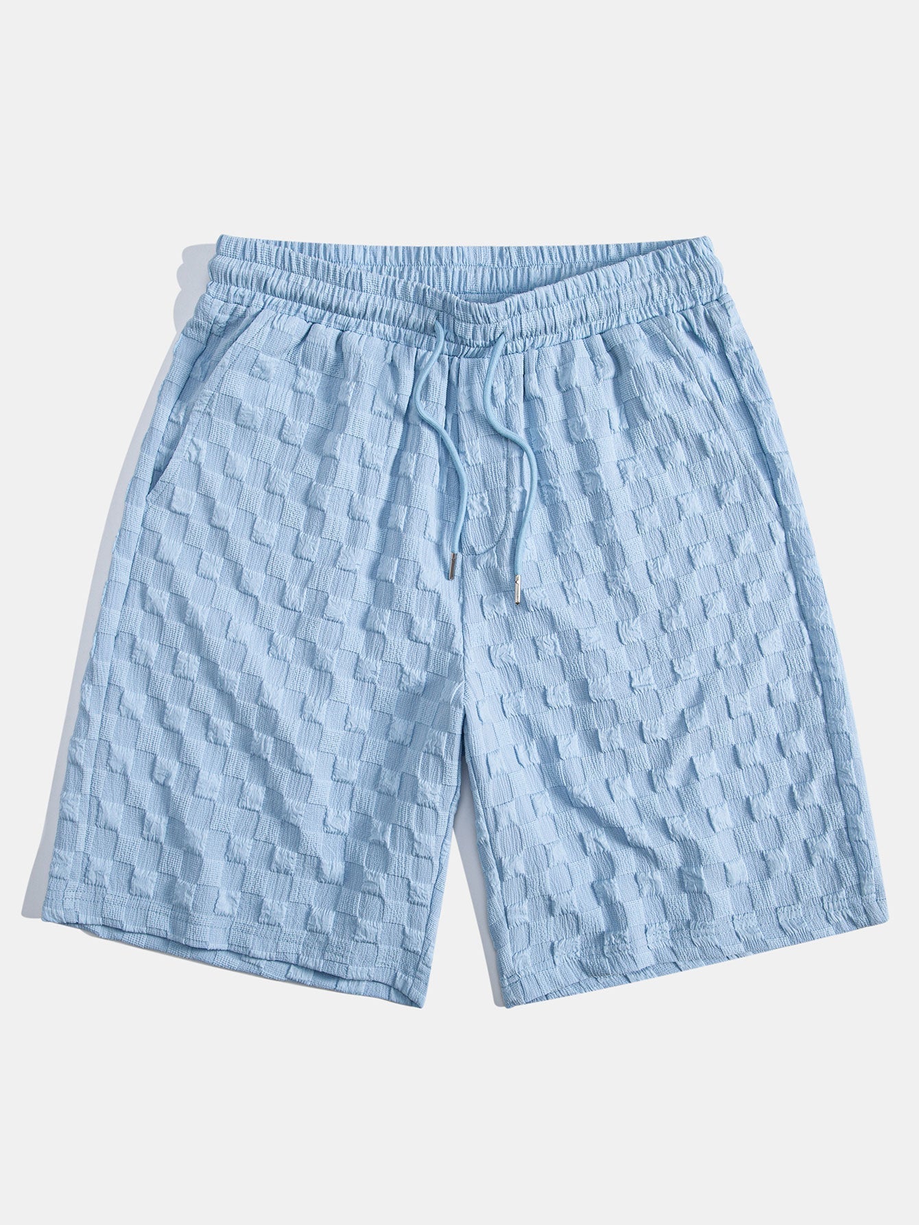 Checkerboard Jacquard Stand Collar Shirt & Checkerboard Jacquard Shorts