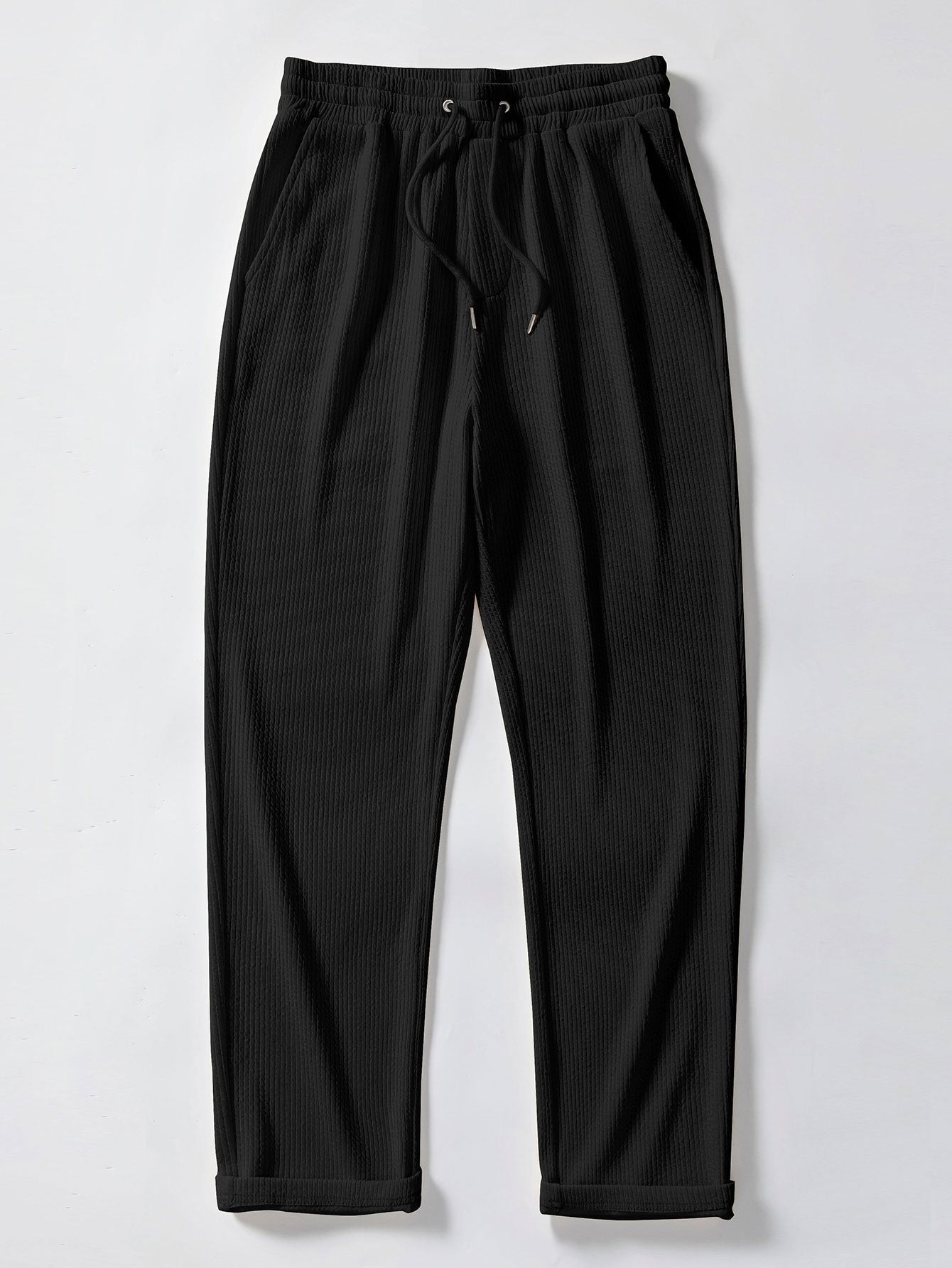 Long Sleeve Muscle Fit Ribbed Button Up Shirt & Straight Leg Ribbed Pants