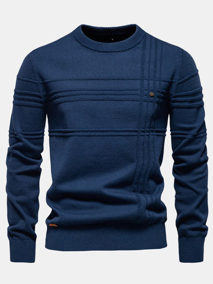 Striped Jacquard Crewneck Sweater