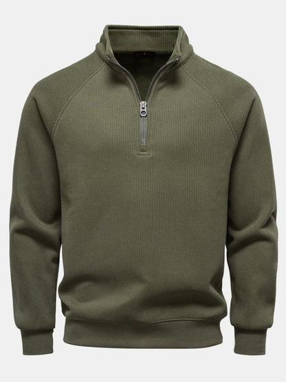 Ribbed Raglan Sleeve Quarter Zip Sweatshirt