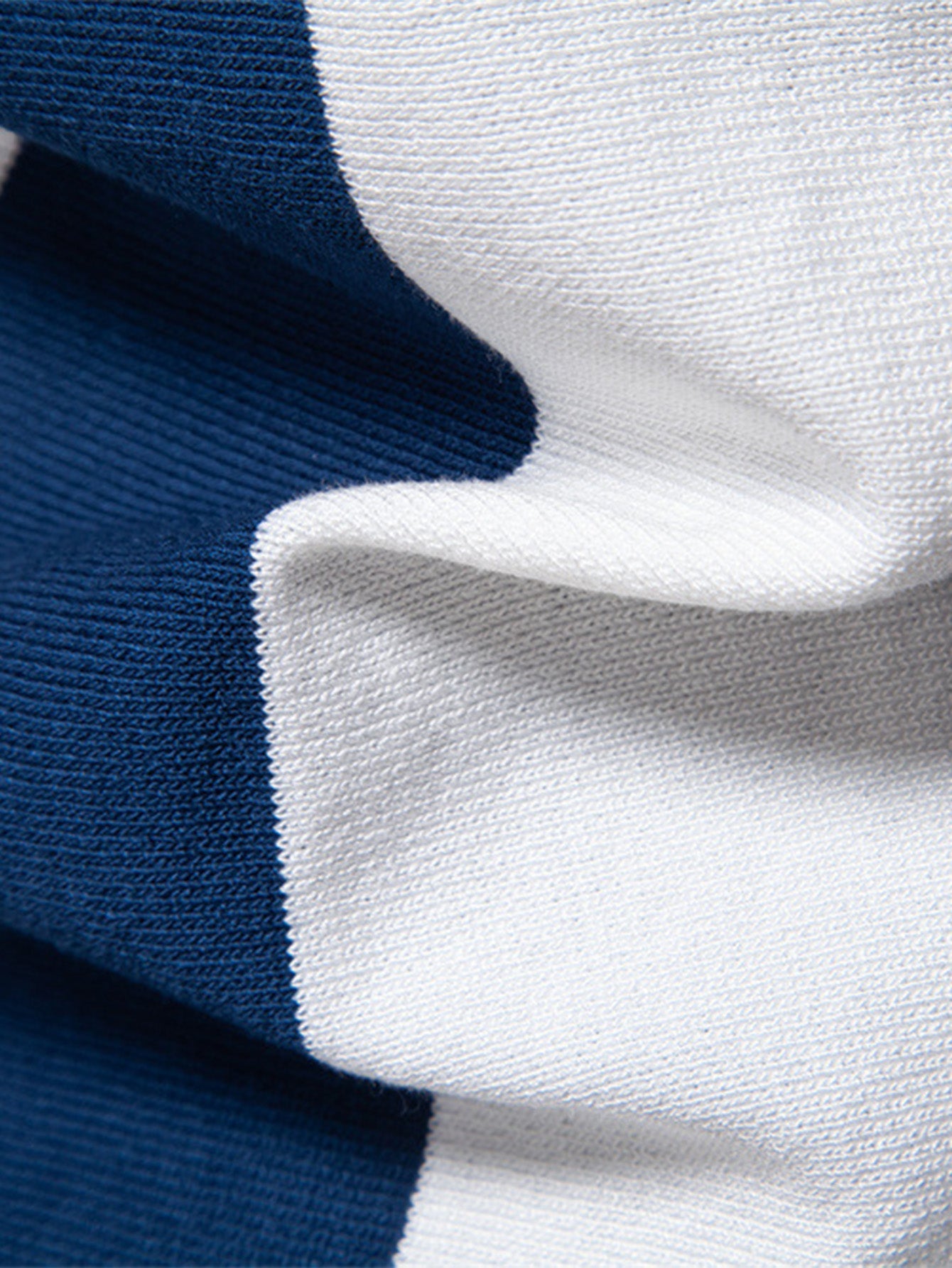 Striped Knit Zip Up Polo Shirt