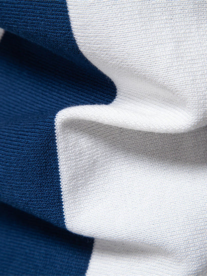 Striped Knit Zip Up Polo Shirt