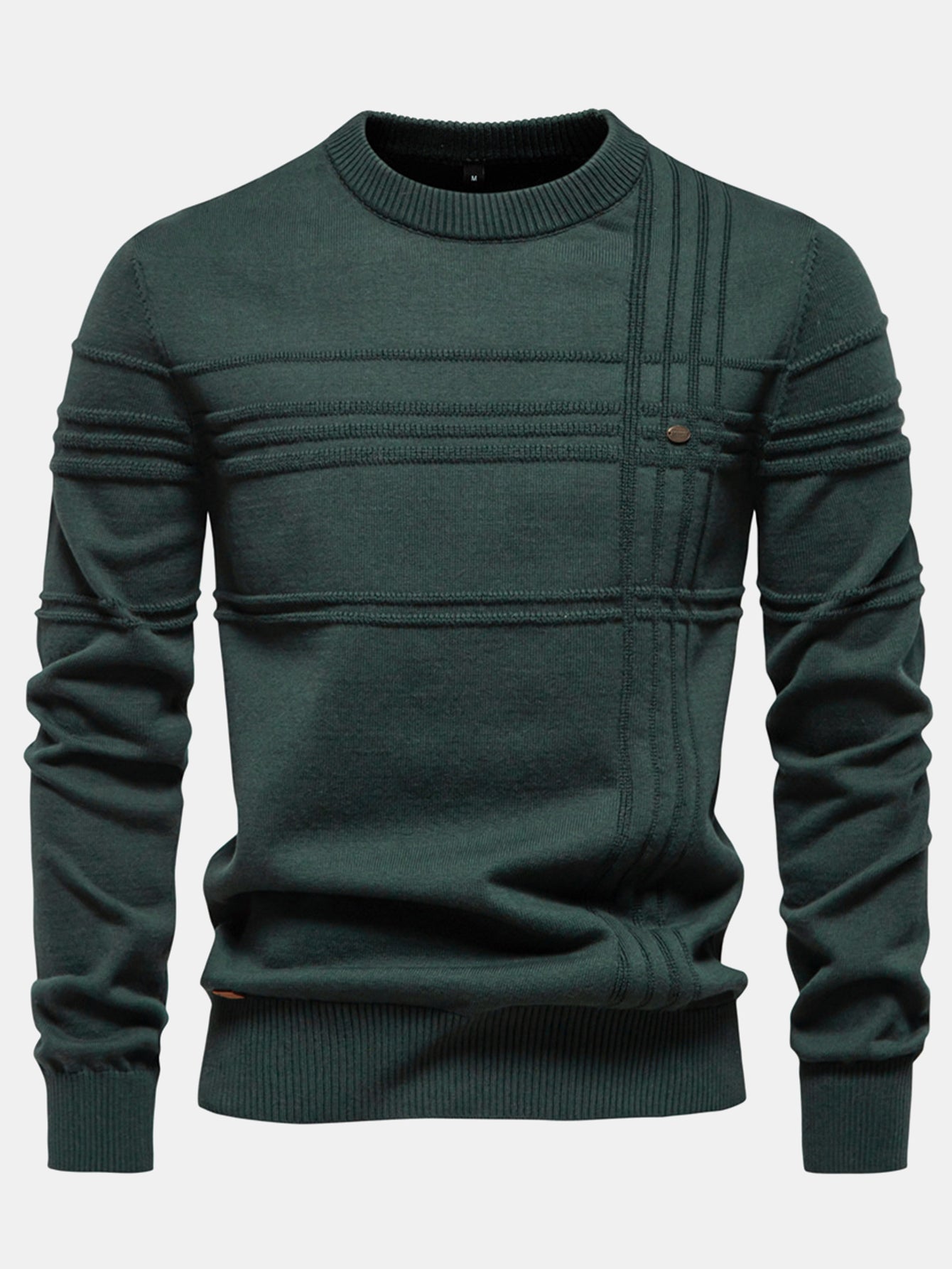 Striped Jacquard Crewneck Sweater