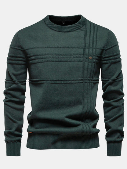 Striped Jacquard Crewneck Sweater