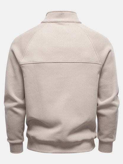 Ribbed Raglan Sleeve Quarter Zip Sweatshirt