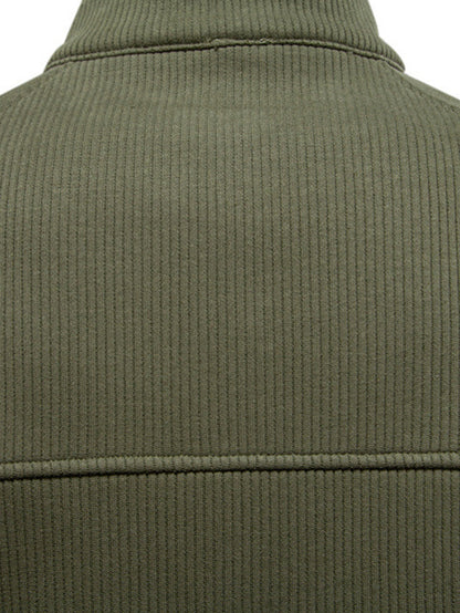 Ribbed Raglan Sleeve Quarter Zip Sweatshirt