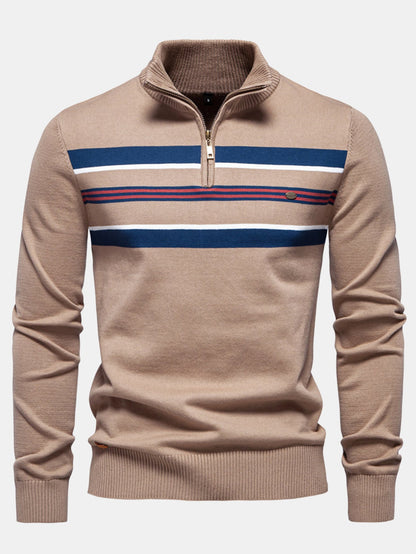 Stripe Quarter-Zip Sweater
