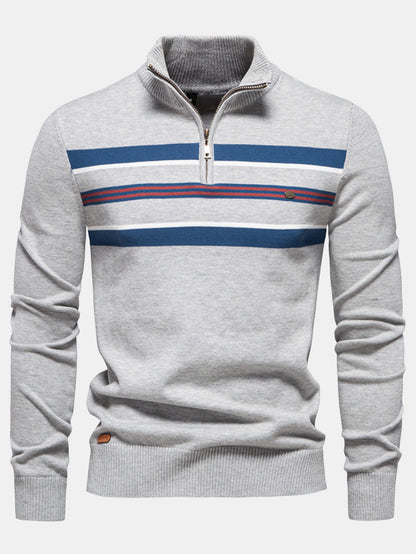 Stripe Quarter-Zip Sweater