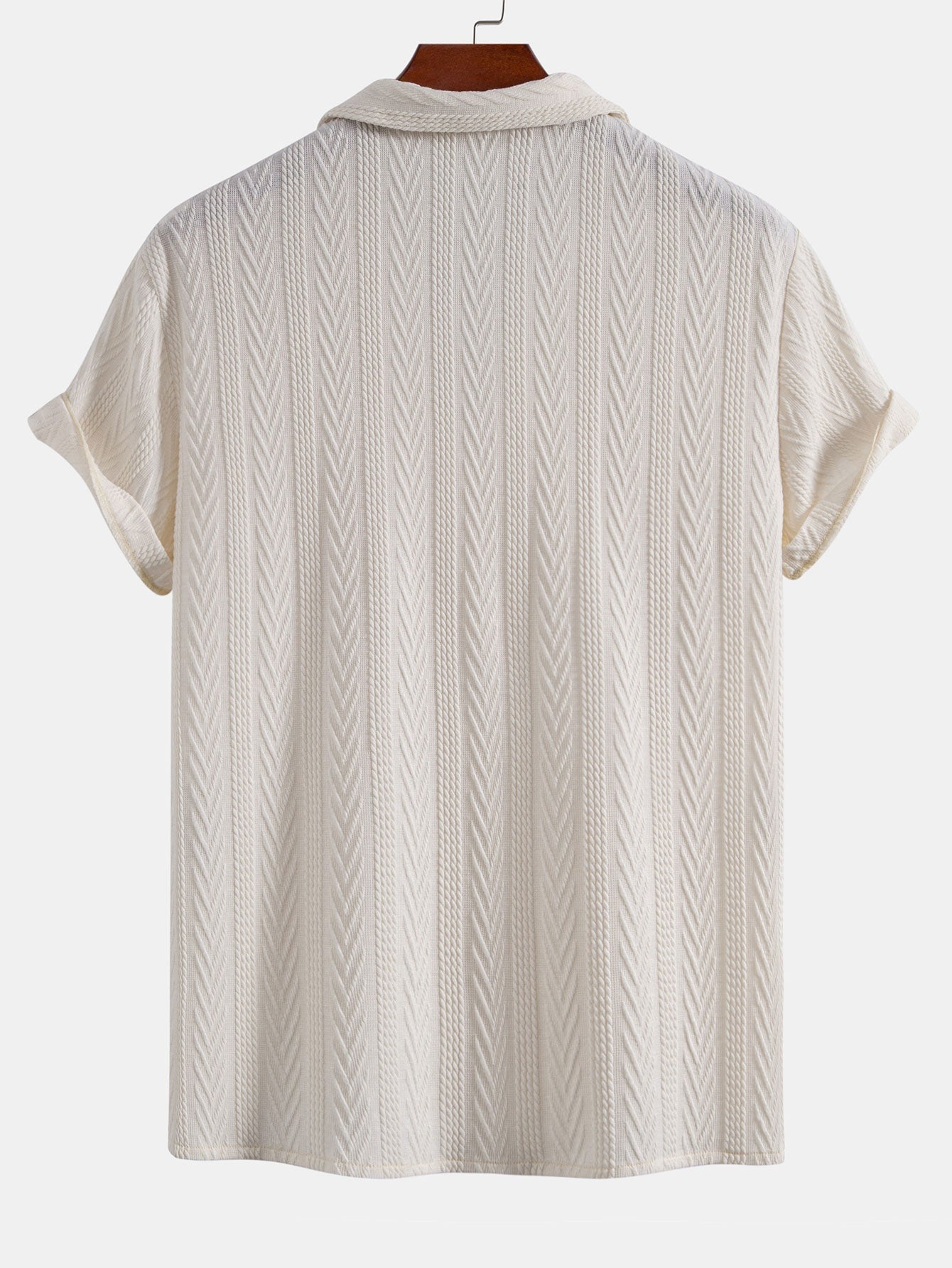 Texture Jacquard Cuban Shirt & Crinkled Textured Drawstring Shorts