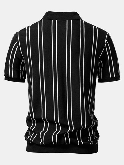 Striped Knitted Polo Shirt