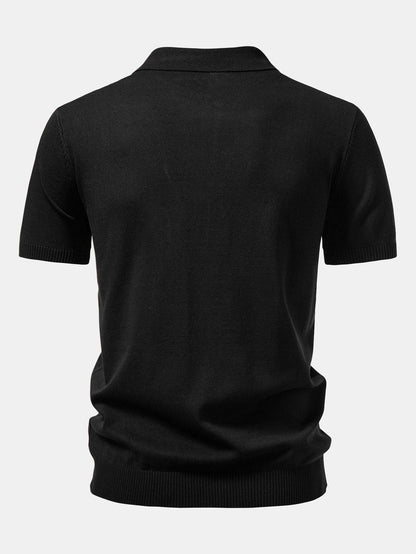 Twist Jacquard Knitted Zipper Polo Shirt