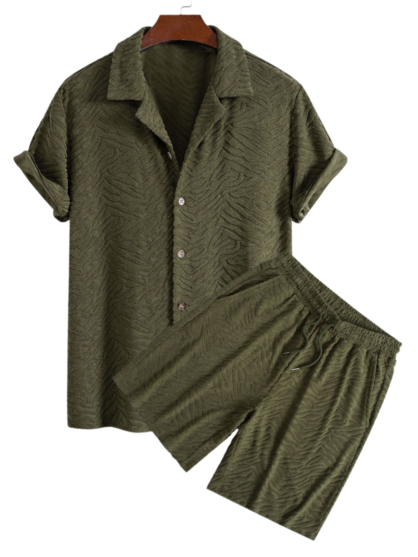 Animal Texture Terry Cuban Shirt & Shorts