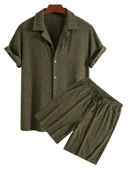 Animal Texture Terry Cuban Shirt & Shorts