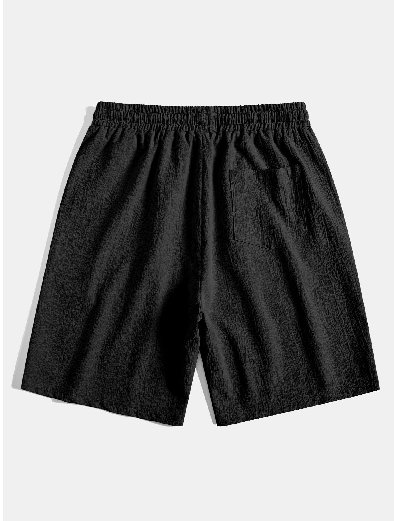 Texture Jacquard Cuban Shirt & Crinkled Textured Drawstring Shorts